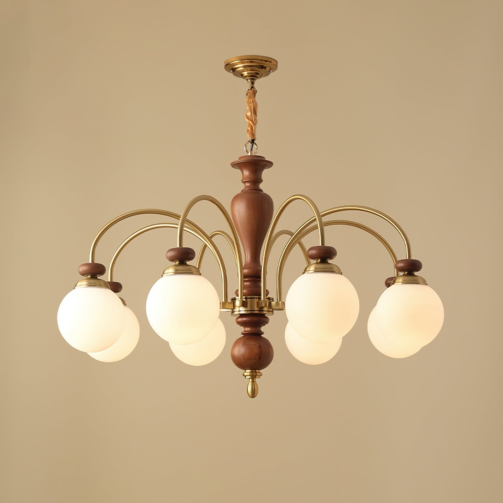 Solara Chandelier Classic Wooden Brass-Neutral Decor