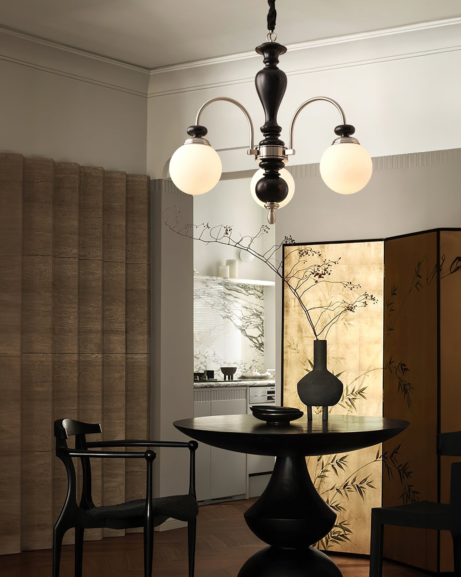 Solara Chandelier Classic Wooden Brass-Neutral Decor