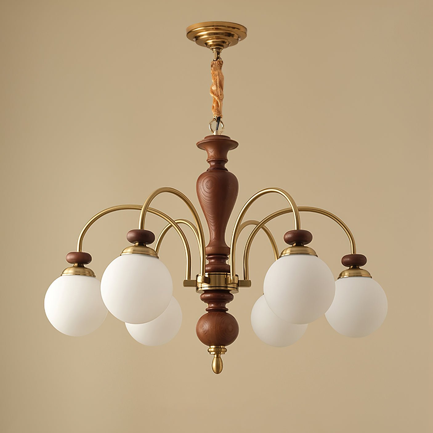 Solara Chandelier Classic Wooden Brass-Neutral Decor