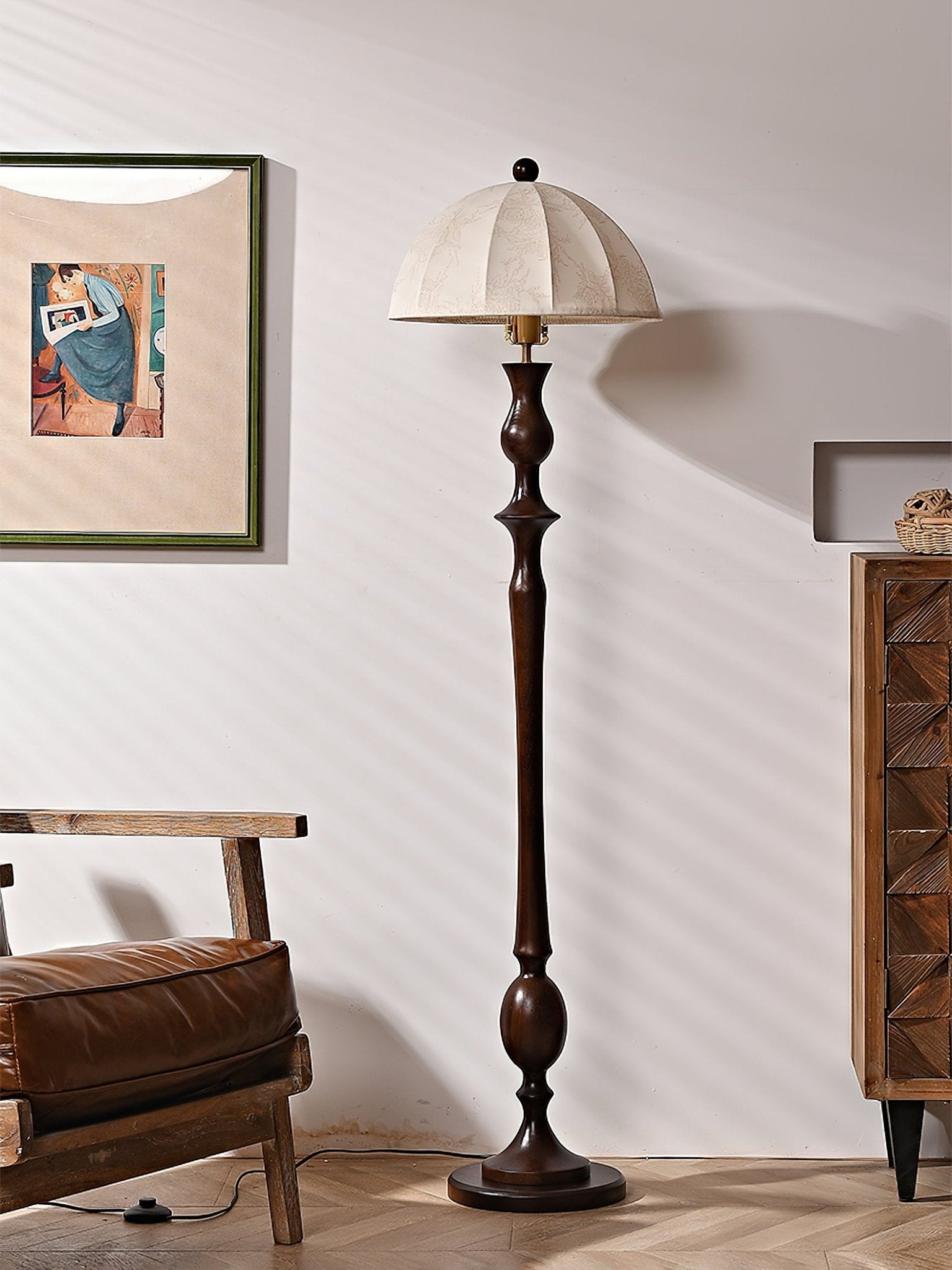 Orla Vintage Wood Floor Lamp-Neutral Decor