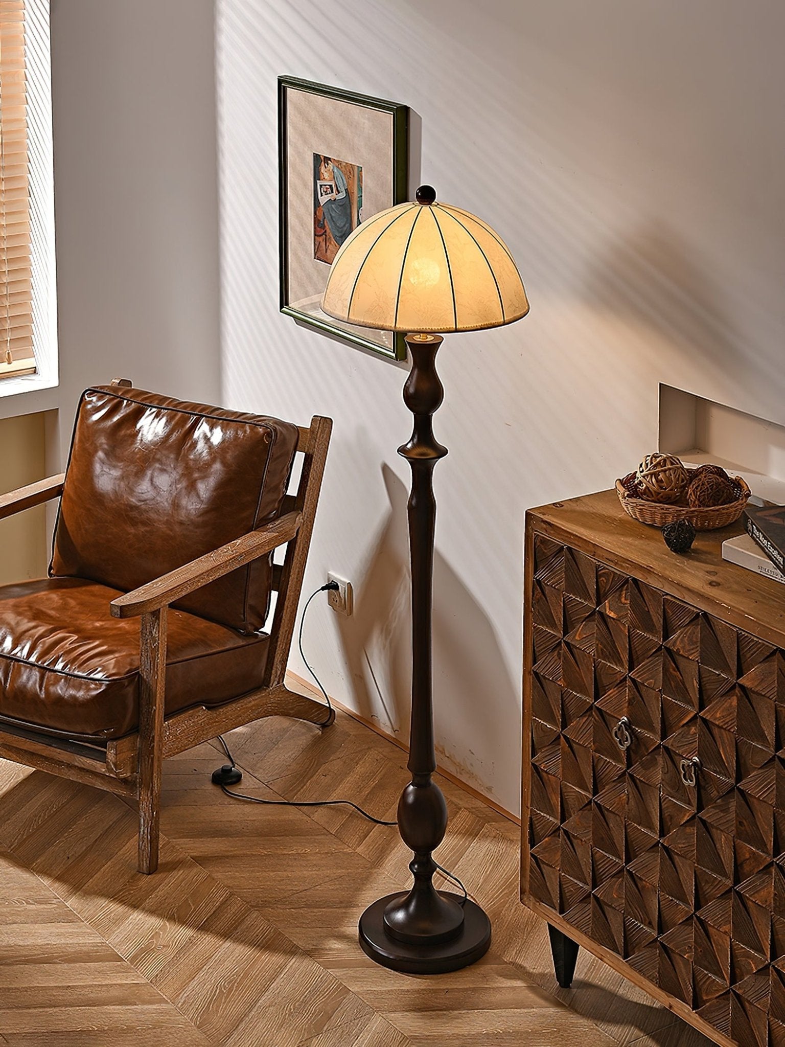 Orla Vintage Wood Floor Lamp-Neutral Decor