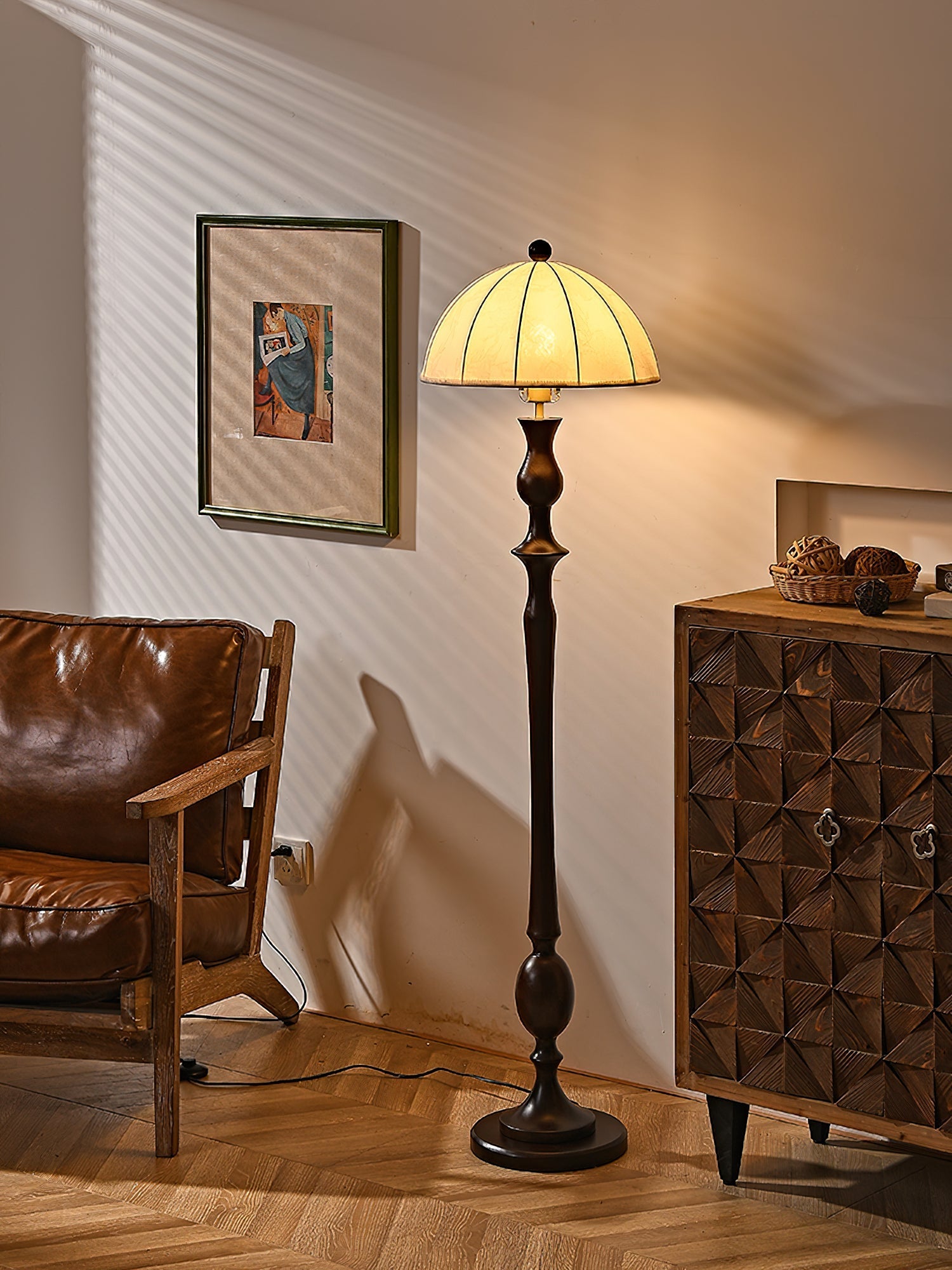 Orla Vintage Wood Floor Lamp-Neutral Decor