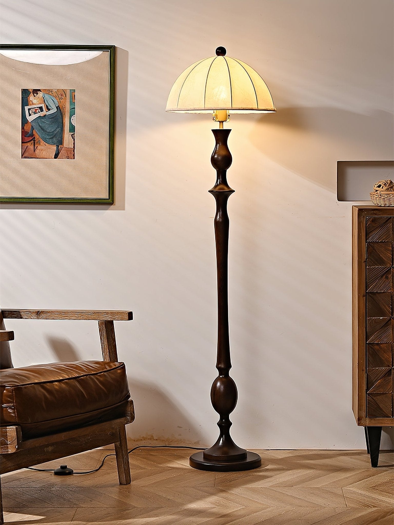 Orla Vintage Wood Floor Lamp-Neutral Decor