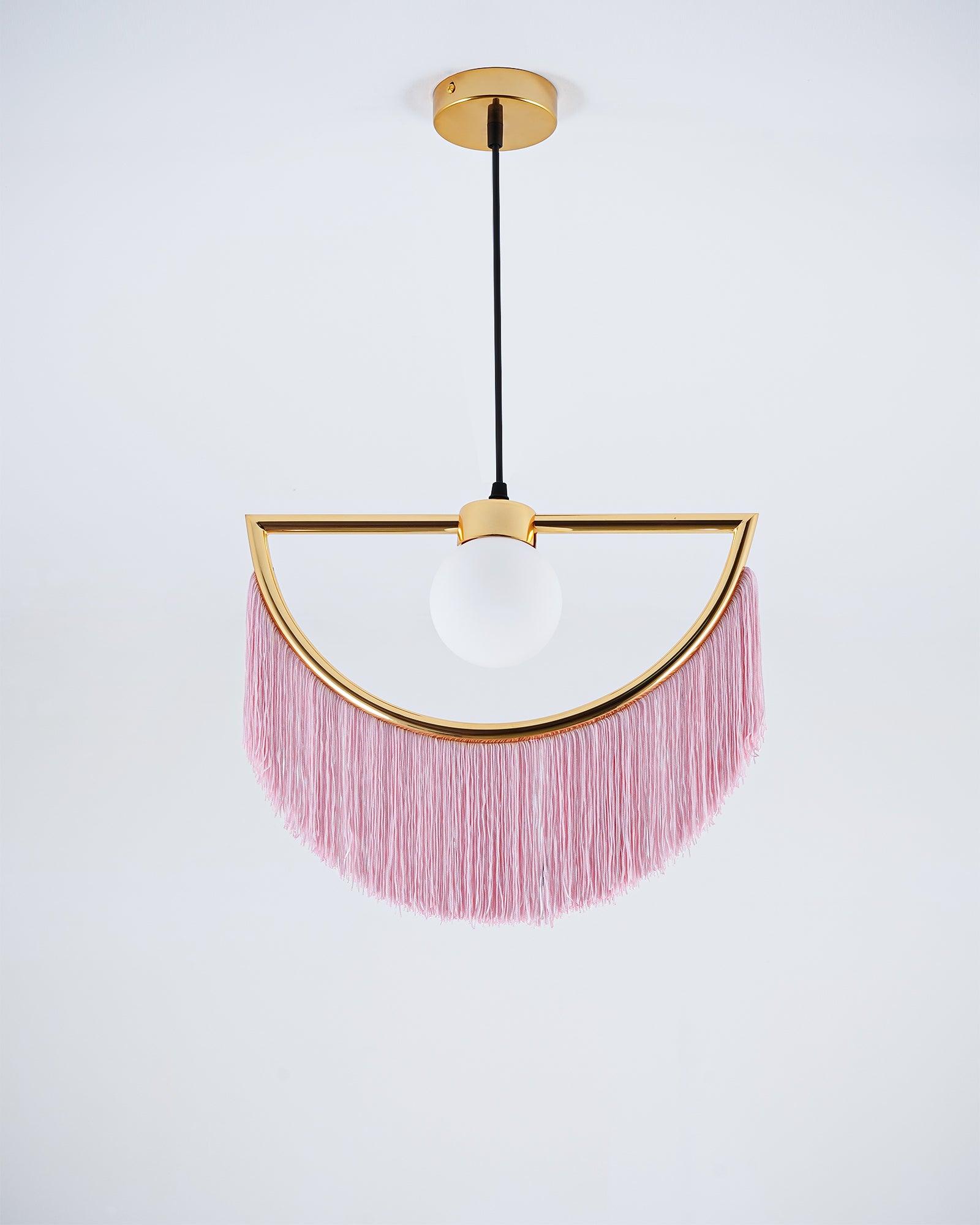 Sirove Pendant Lamp Fabric Fringe Globe Retro Bohemian-Neutral Decor