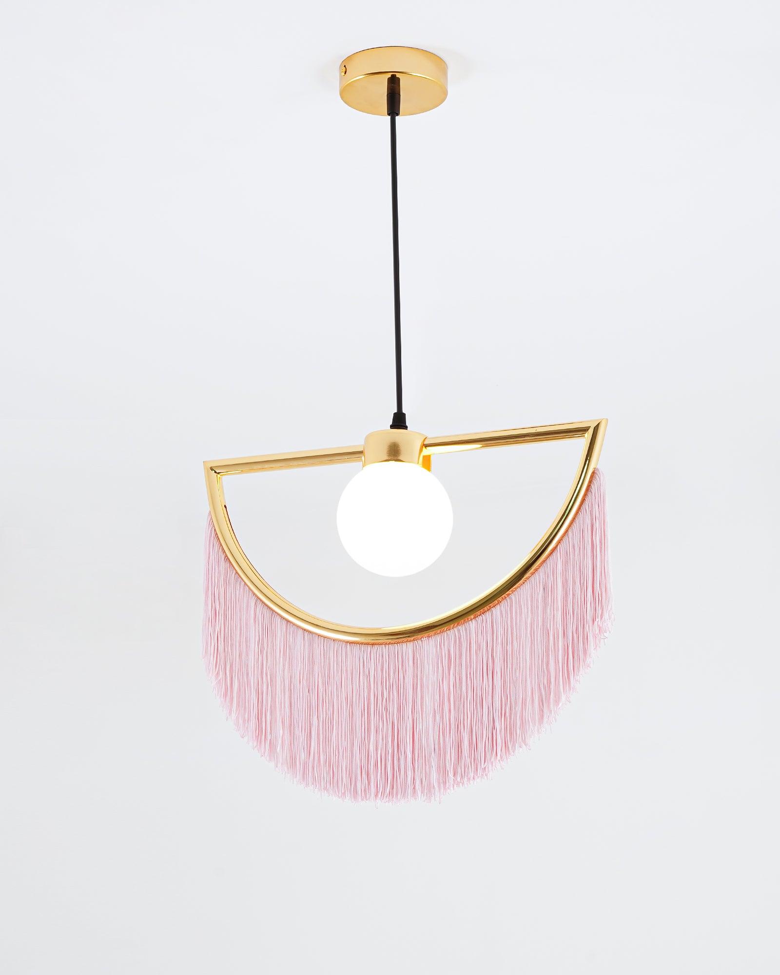 Sirove Pendant Lamp Fabric Fringe Globe Retro Bohemian-Neutral Decor