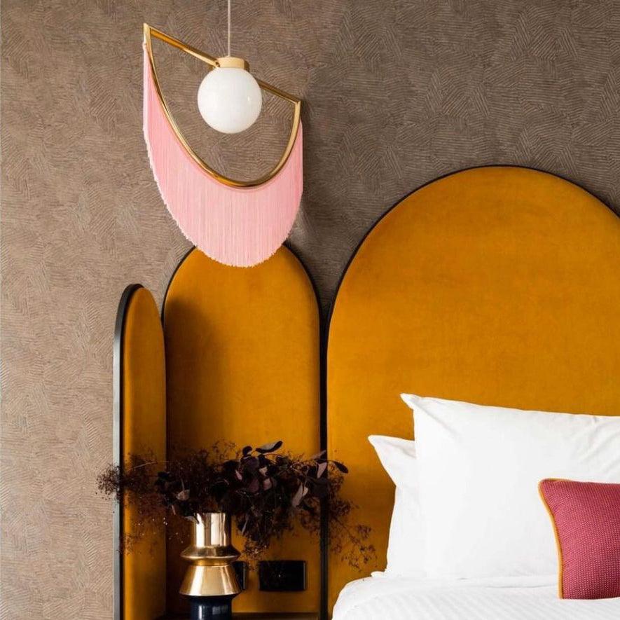 Sirove Pendant Lamp Fabric Fringe Globe Retro Bohemian-Neutral Decor