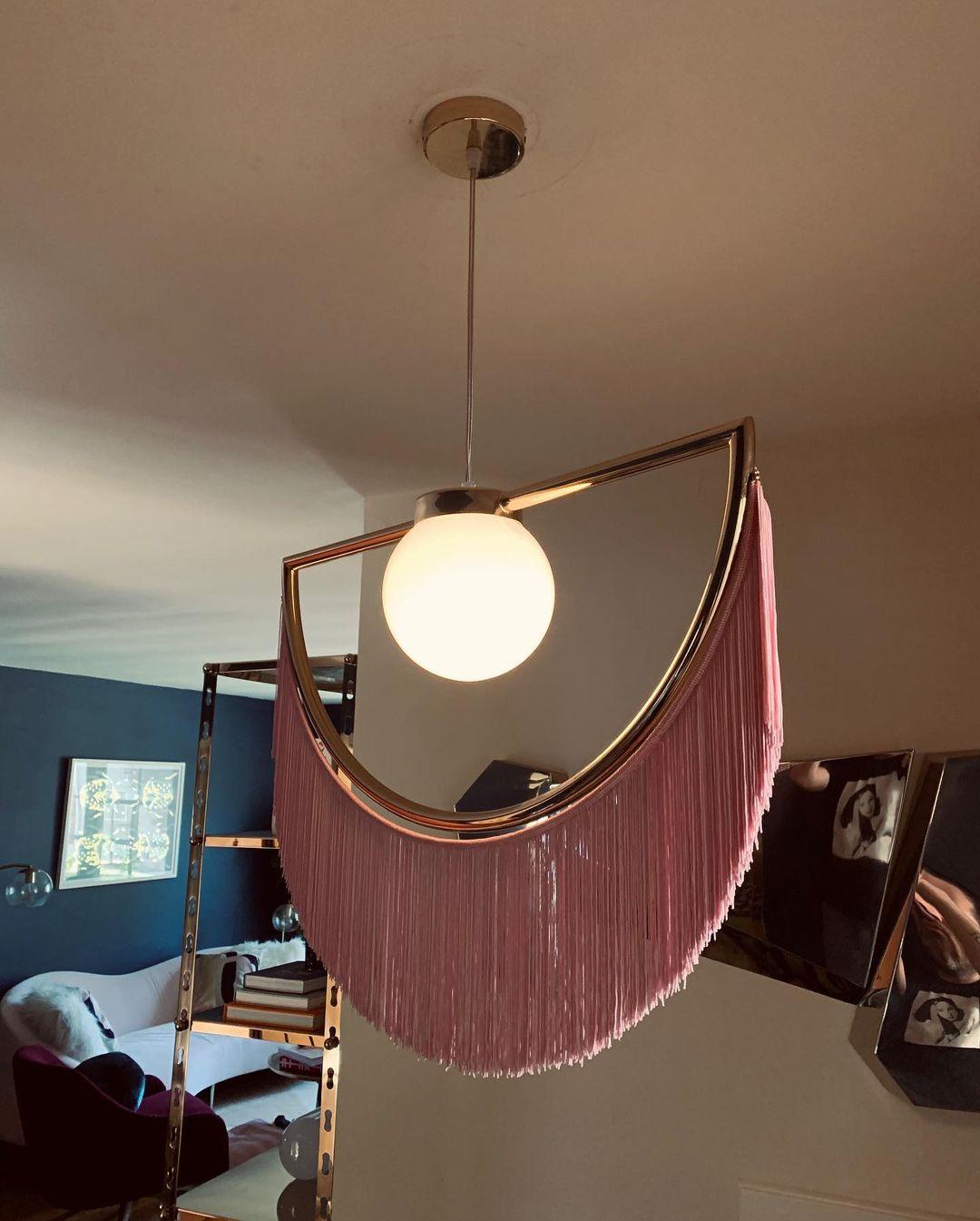 Sirove Pendant Lamp Fabric Fringe Globe Retro Bohemian-Neutral Decor