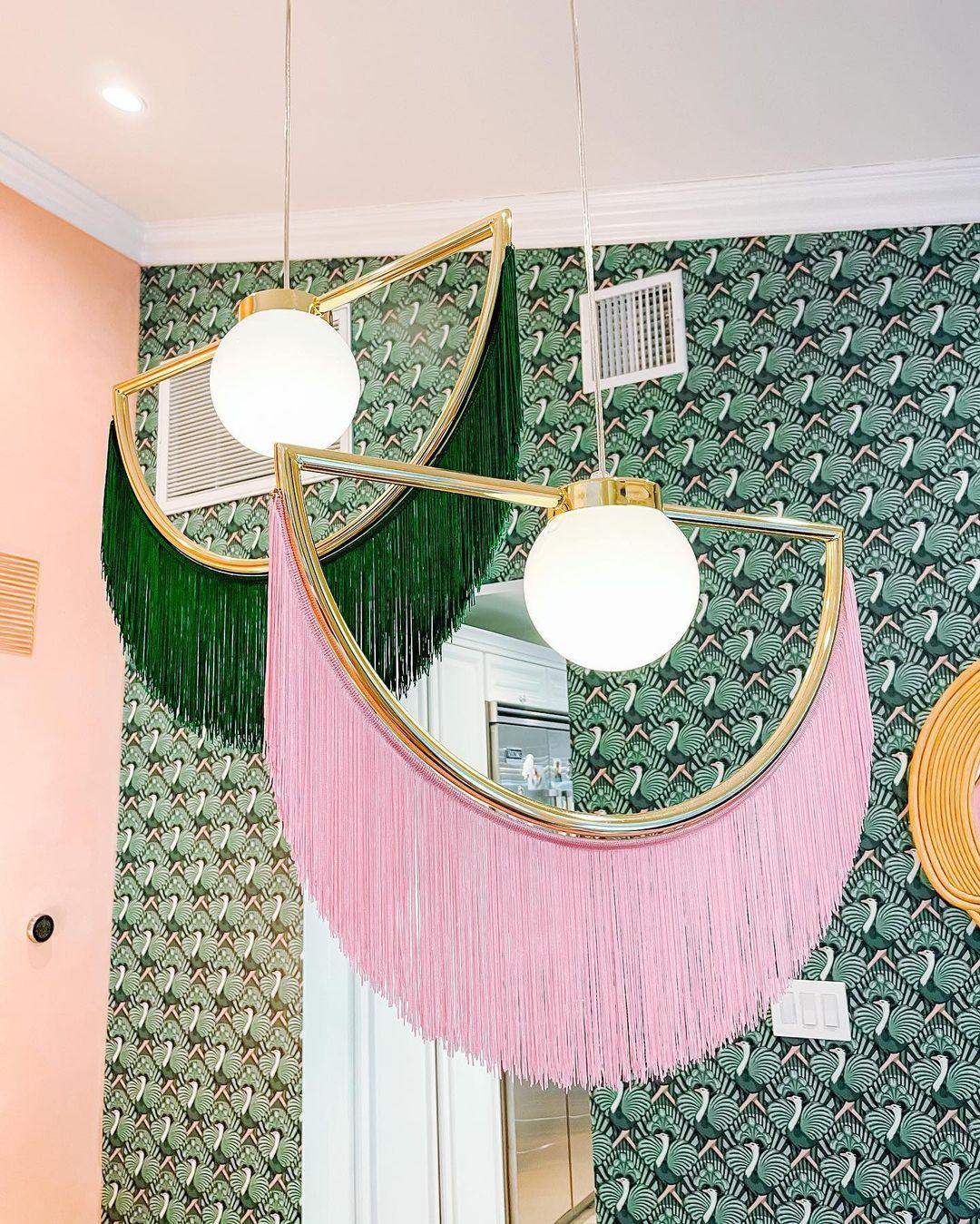 Sirove Pendant Lamp Fabric Fringe Globe Retro Bohemian-Neutral Decor