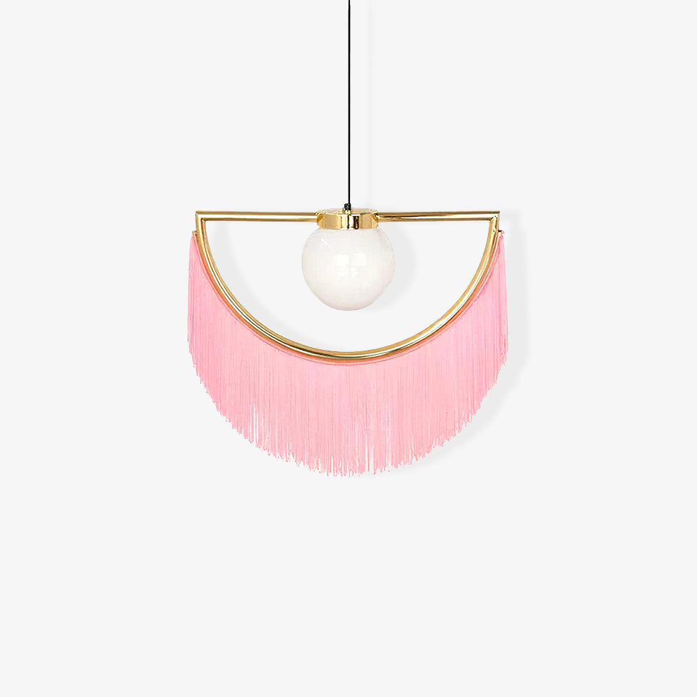 Sirove Pendant Lamp Fabric Fringe Globe Retro Bohemian-Neutral Decor