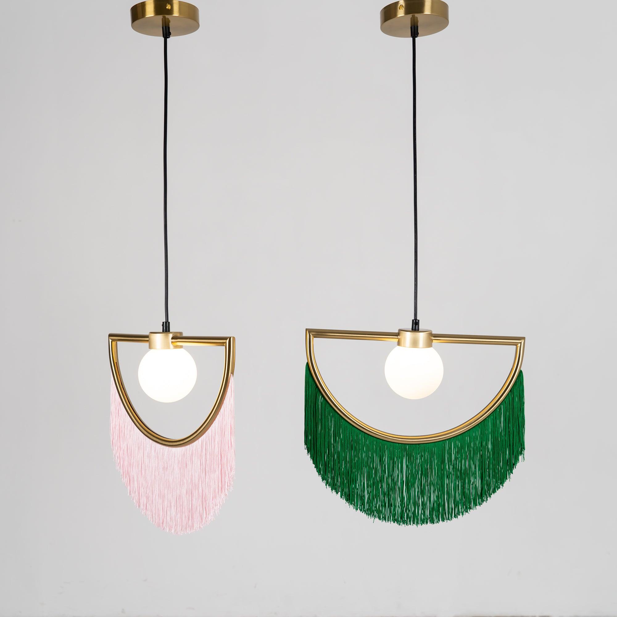 Sirove Pendant Lamp Fabric Fringe Globe Retro Bohemian-Neutral Decor