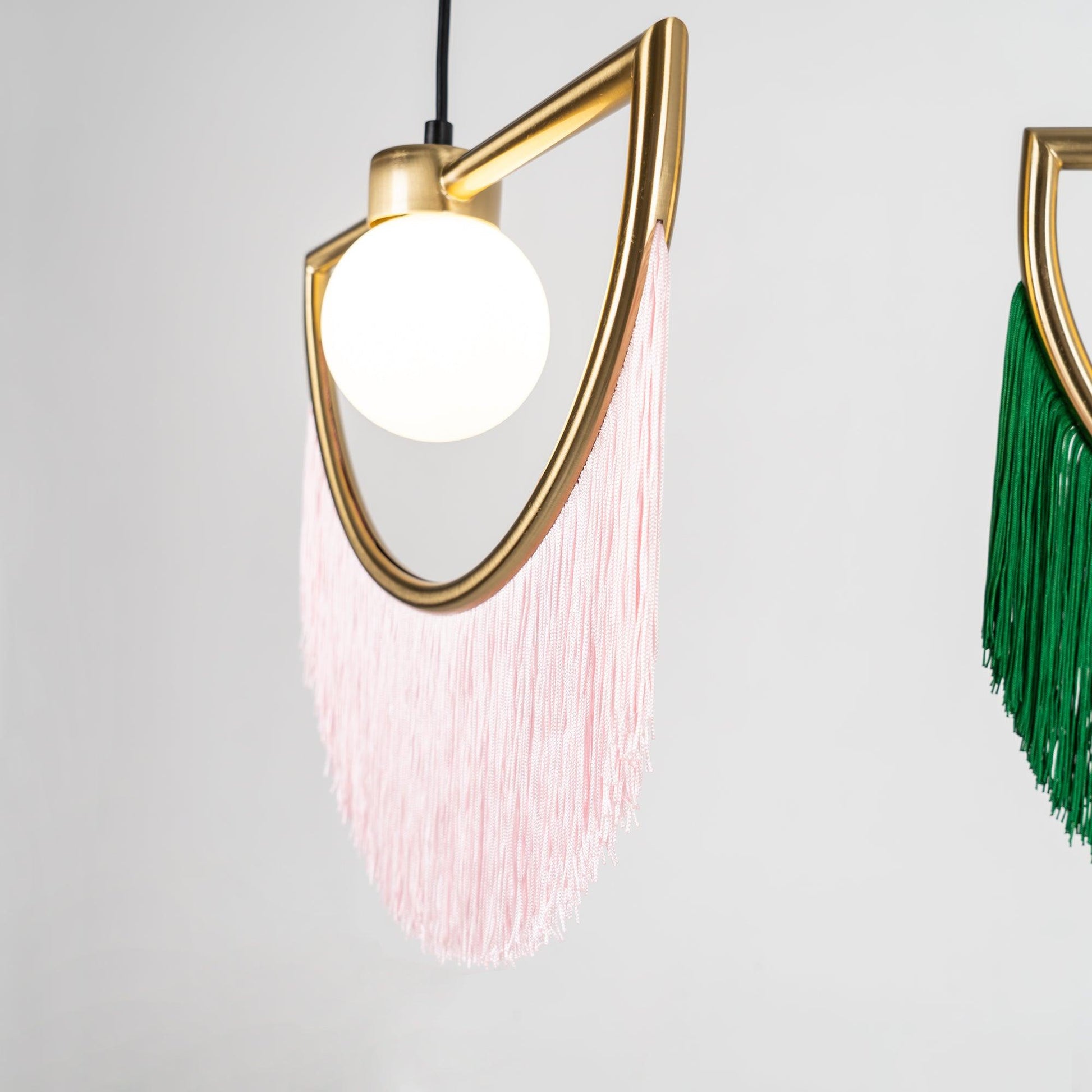 Sirove Pendant Lamp Fabric Fringe Globe Retro Bohemian-Neutral Decor