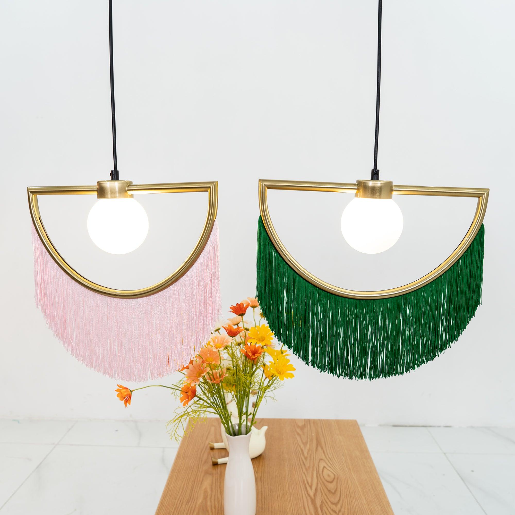Sirove Pendant Lamp Fabric Fringe Globe Retro Bohemian-Neutral Decor