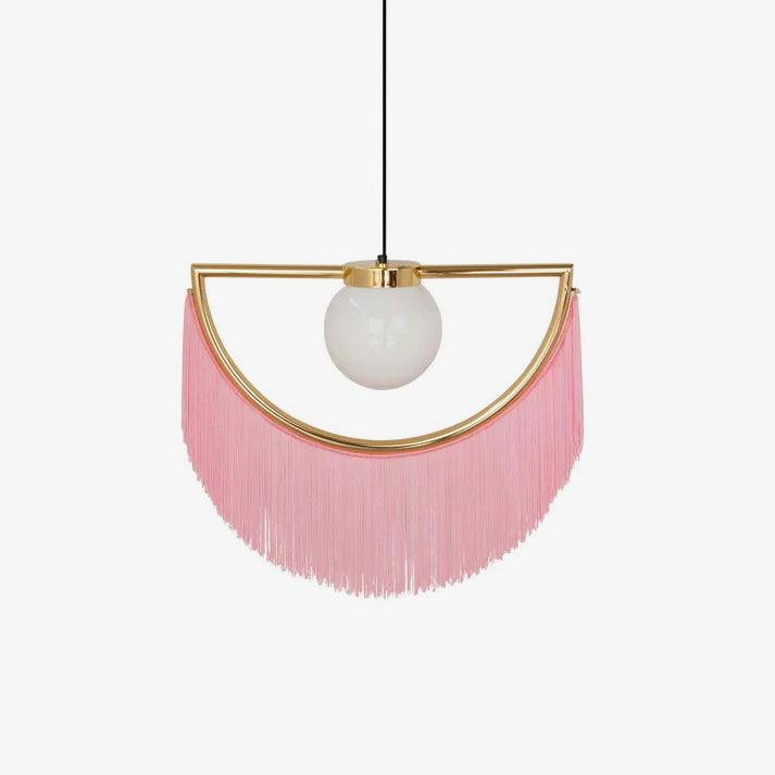 Sirove Pendant Lamp Fabric Fringe Globe Retro Bohemian-Neutral Decor