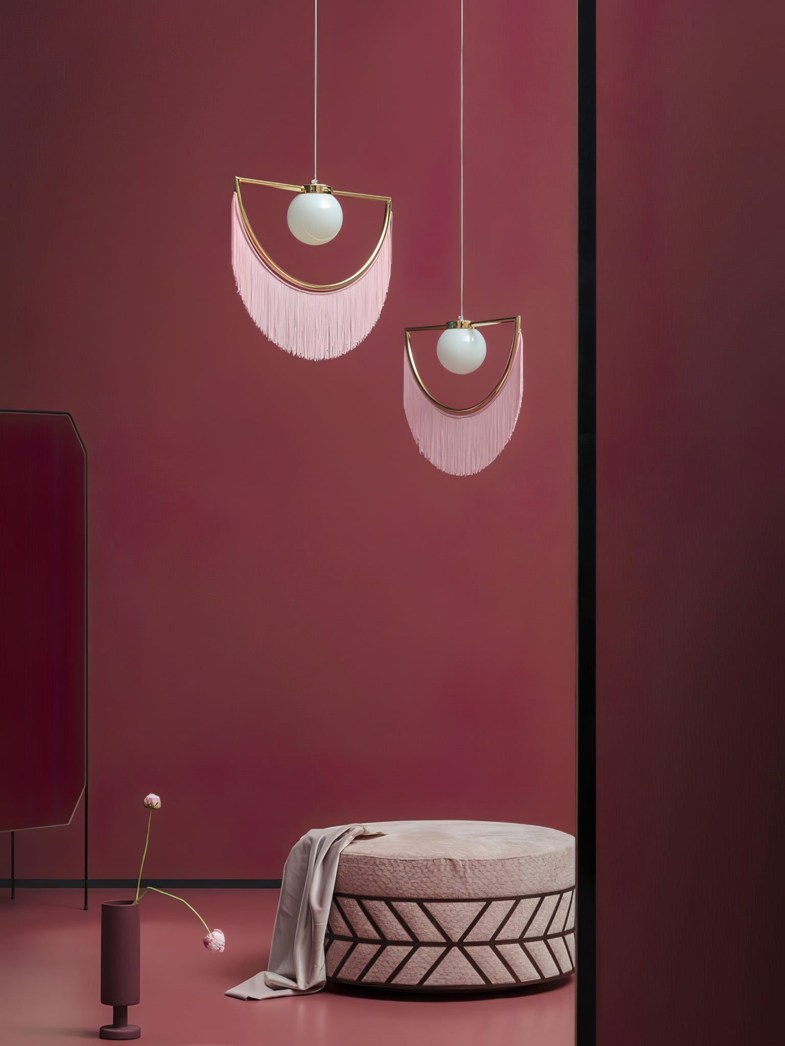 Sirove Pendant Lamp Fabric Fringe Globe Retro Bohemian-Neutral Decor