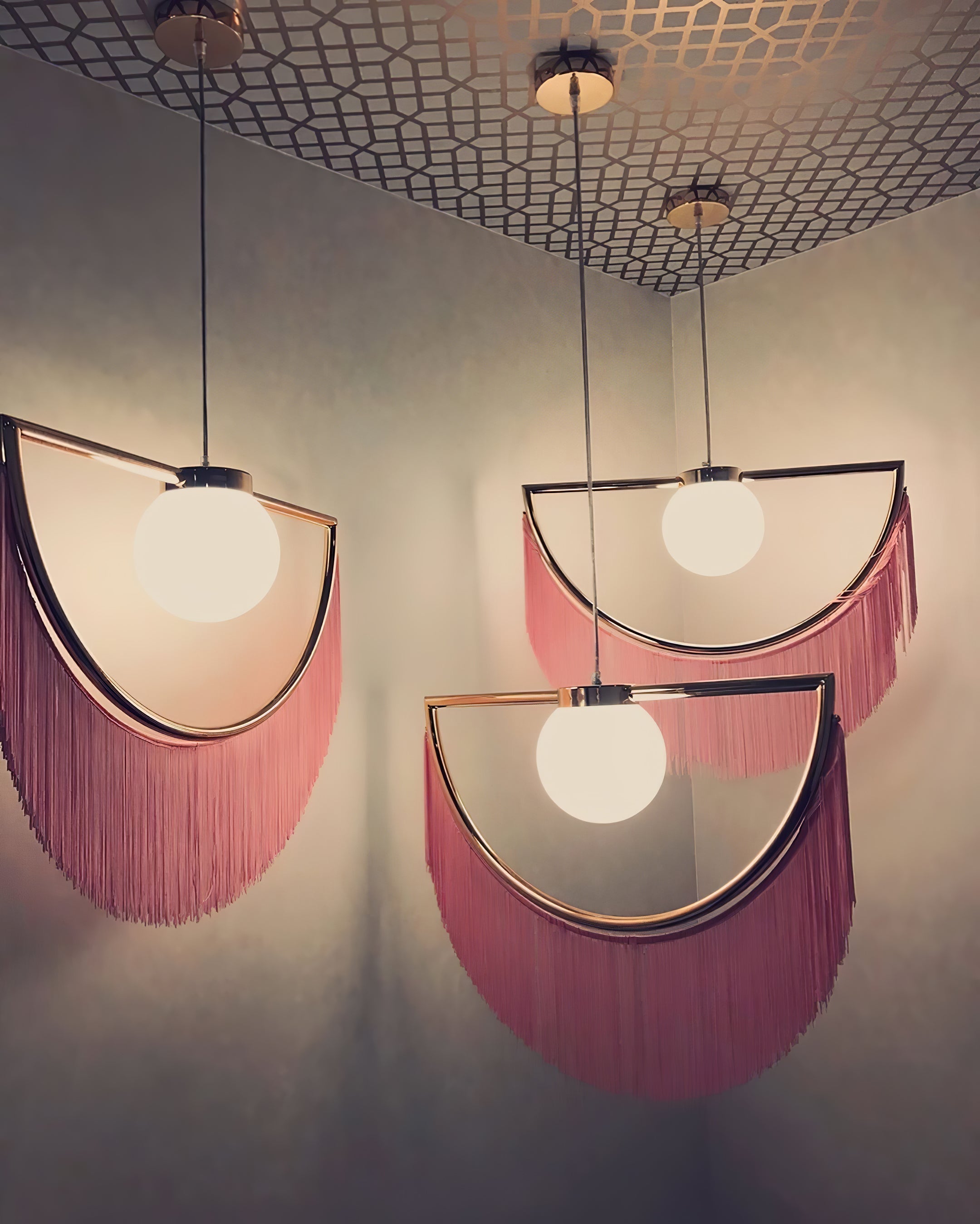 Sirove Pendant Lamp Fabric Fringe Globe Retro Bohemian-Neutral Decor