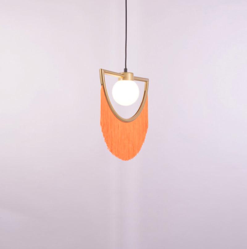 Sirove Pendant Lamp Fabric Fringe Globe Retro Bohemian-Neutral Decor