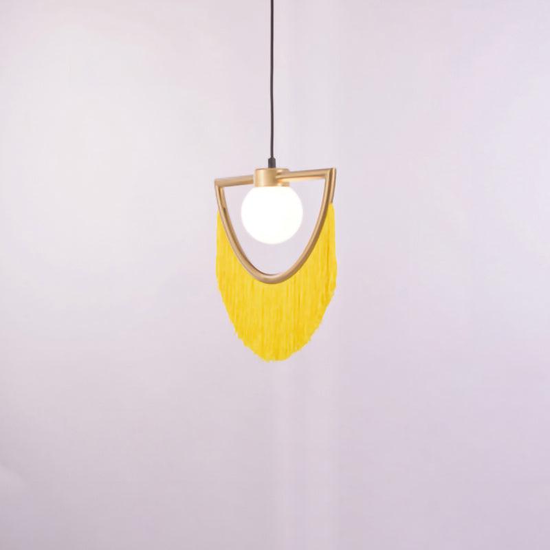 Sirove Pendant Lamp Fabric Fringe Globe Retro Bohemian-Neutral Decor