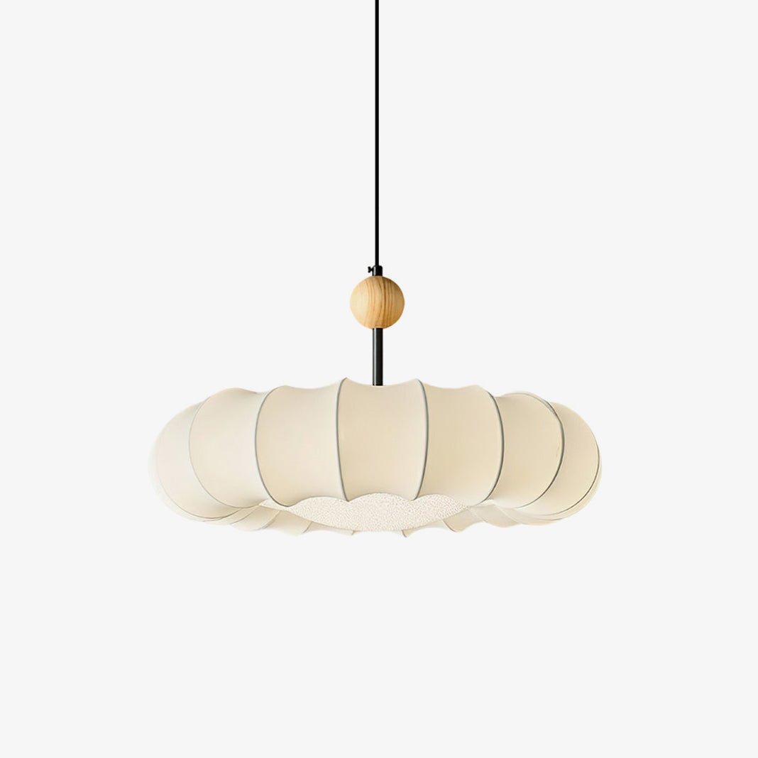 Embers Traditional Natural Veil Wood Fabric Pendant Light-Neutral Decor