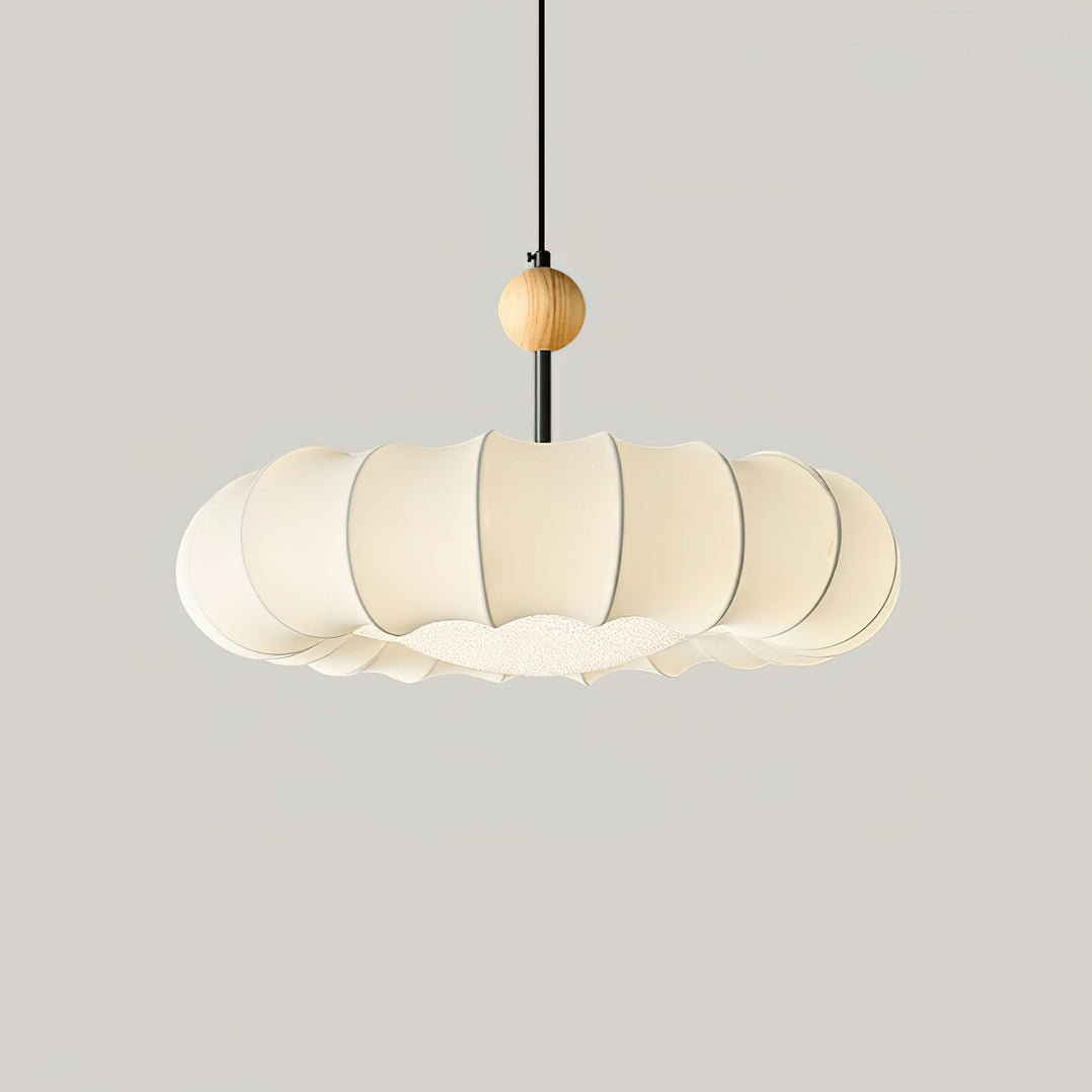 Embers Traditional Natural Veil Wood Fabric Pendant Light-Neutral Decor