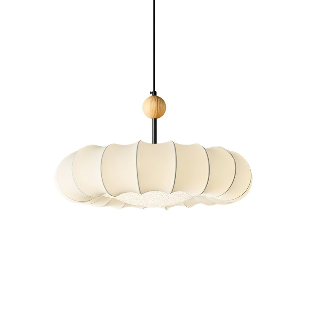 Embers Traditional Natural Veil Wood Fabric Pendant Light-Neutral Decor