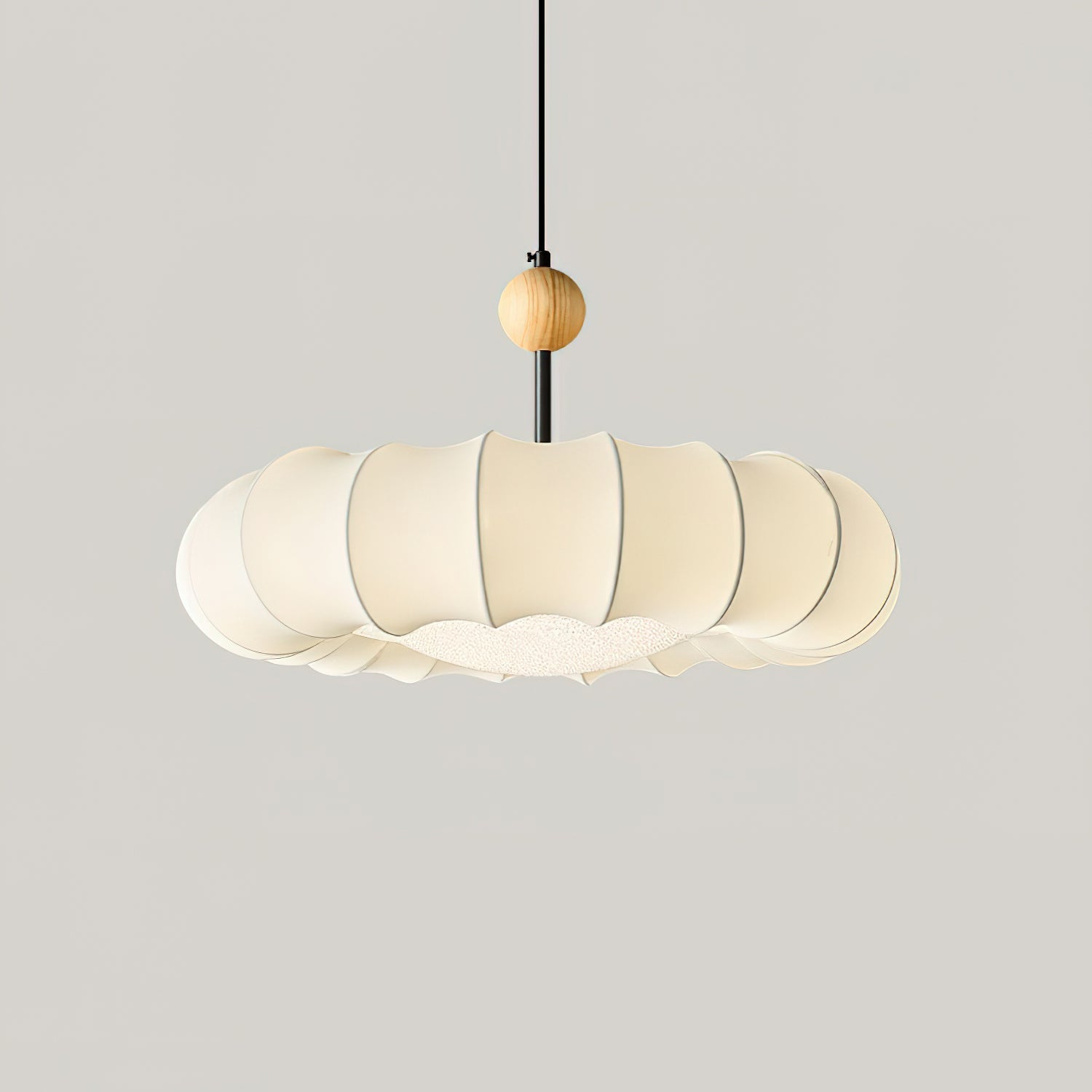 Embers Traditional Natural Veil Wood Fabric Pendant Light-Neutral Decor