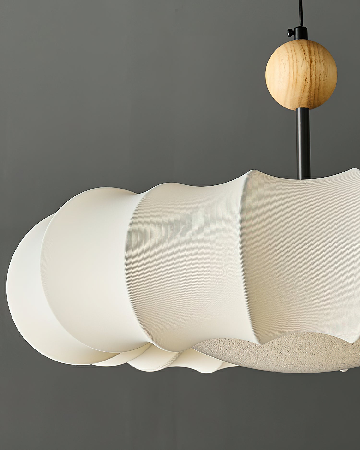 Embers Traditional Natural Veil Wood Fabric Pendant Light-Neutral Decor