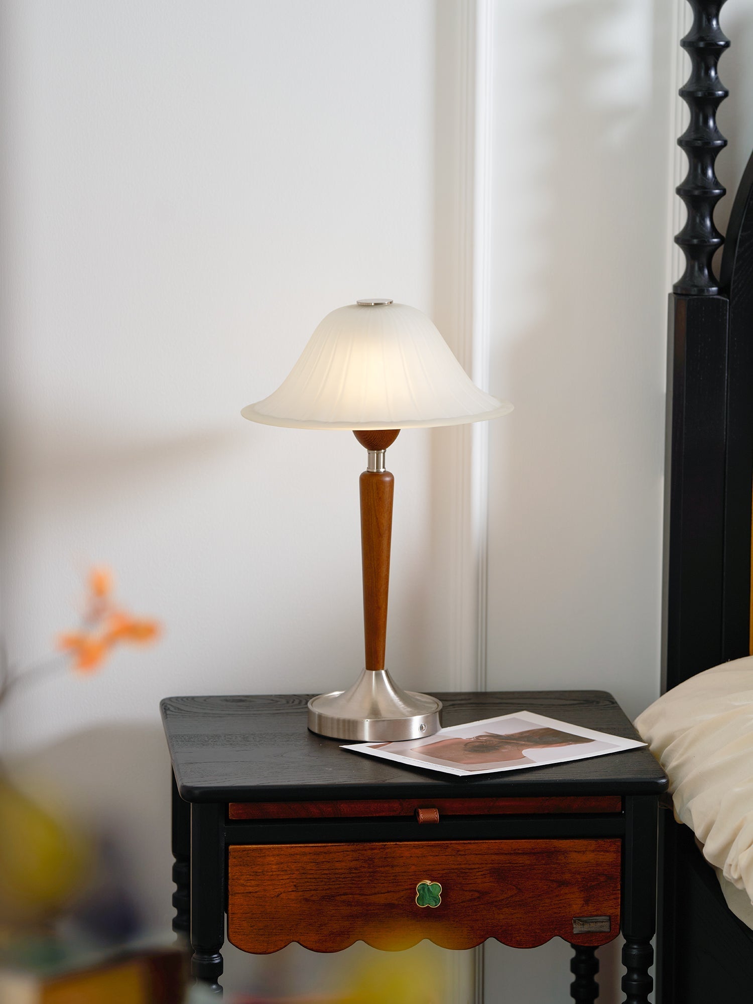 Natalie Vintage Wood Table Lamp-Neutral Decor