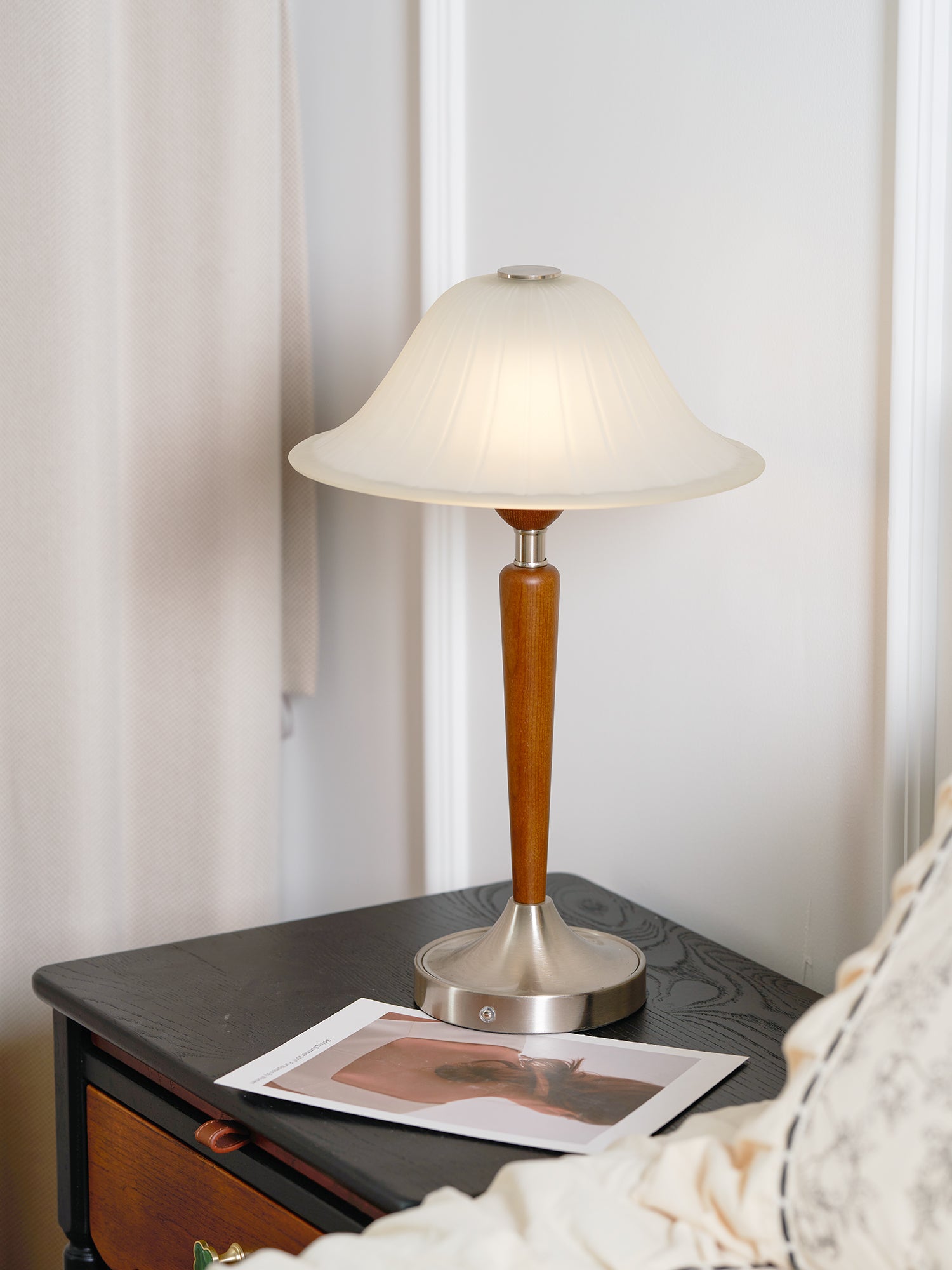 Natalie Vintage Wood Table Lamp-Neutral Decor