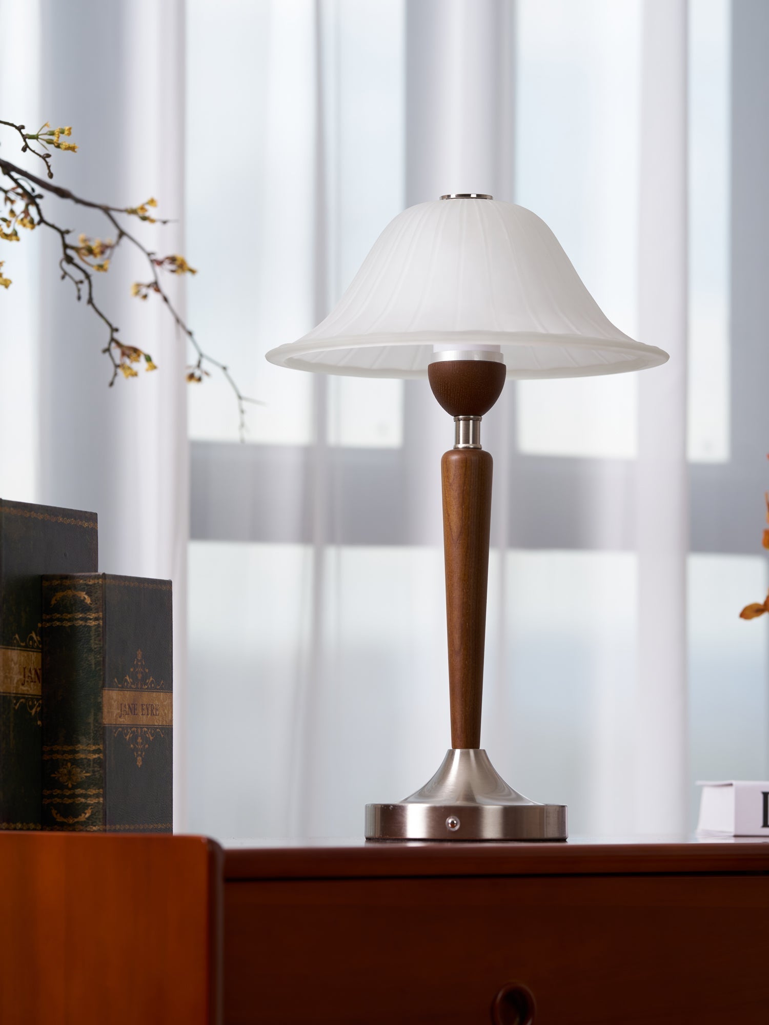 Natalie Vintage Wood Table Lamp-Neutral Decor