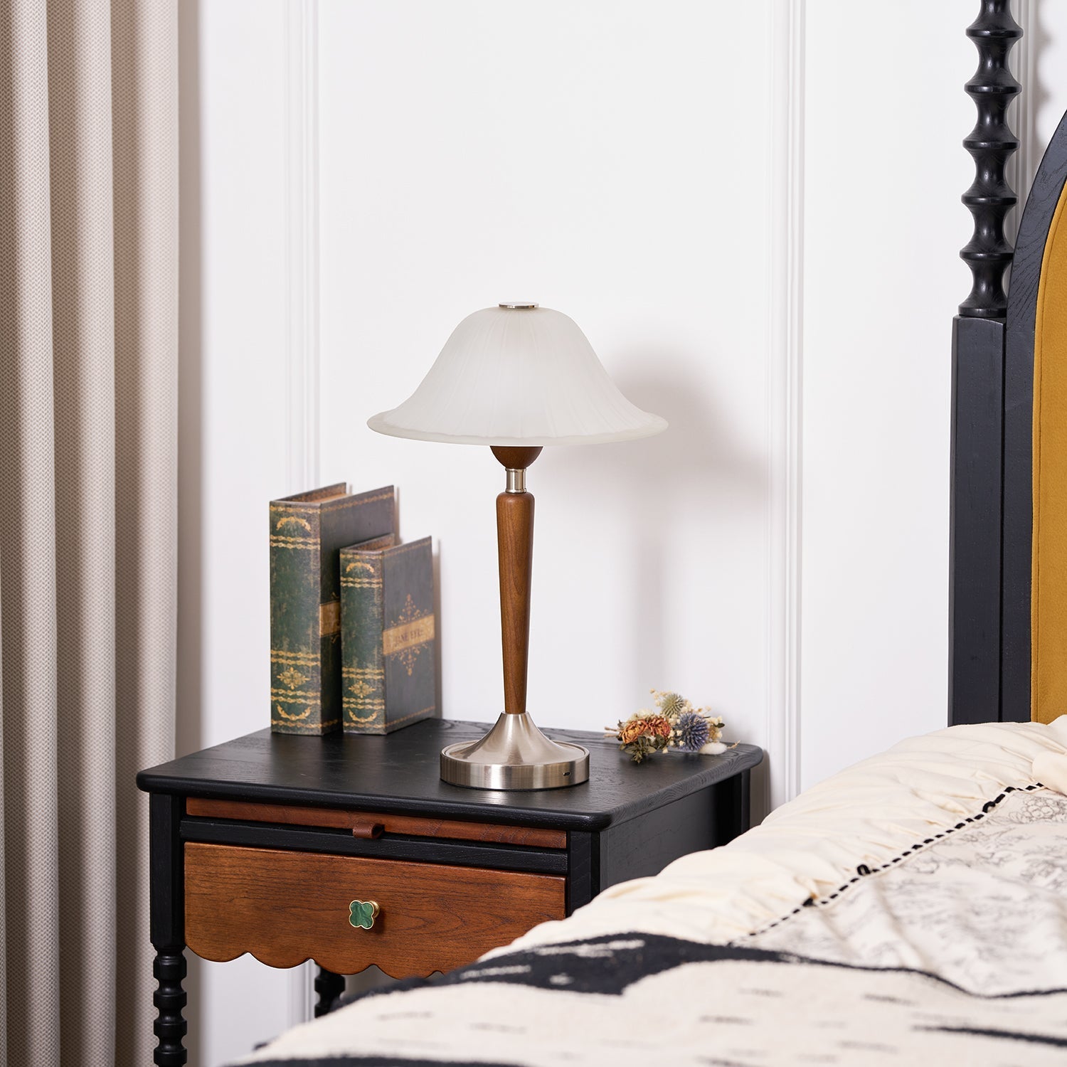 Natalie Vintage Wood Table Lamp-Neutral Decor