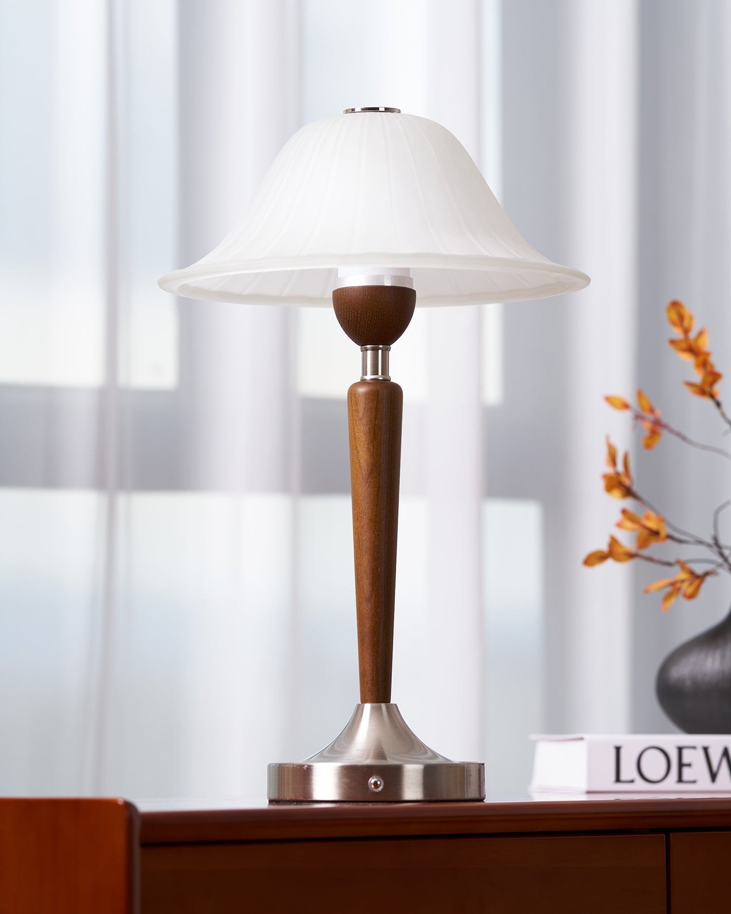 Natalie Vintage Wood Table Lamp-Neutral Decor