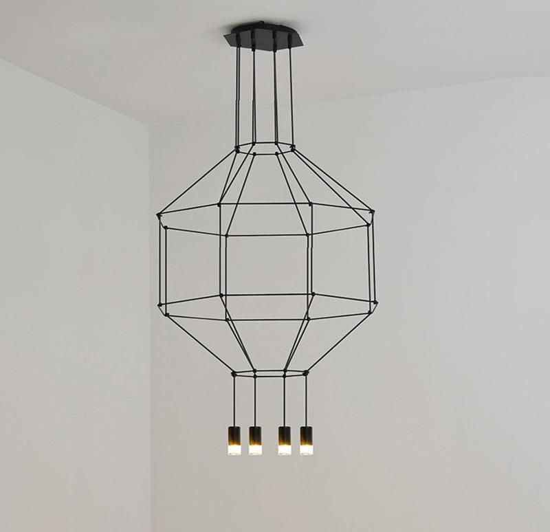 Bovena Pendant Lamp Geometric Wire Black LED-Neutral Decor