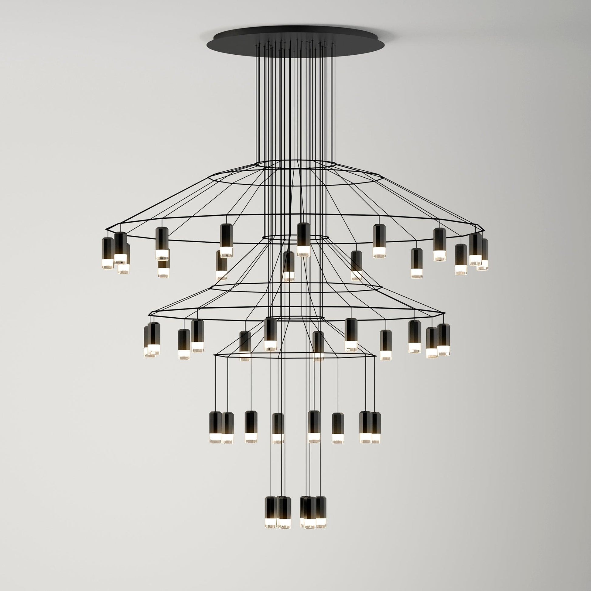 Tevenq Chandelier Lines Black Wireframe LED-Neutral Decor