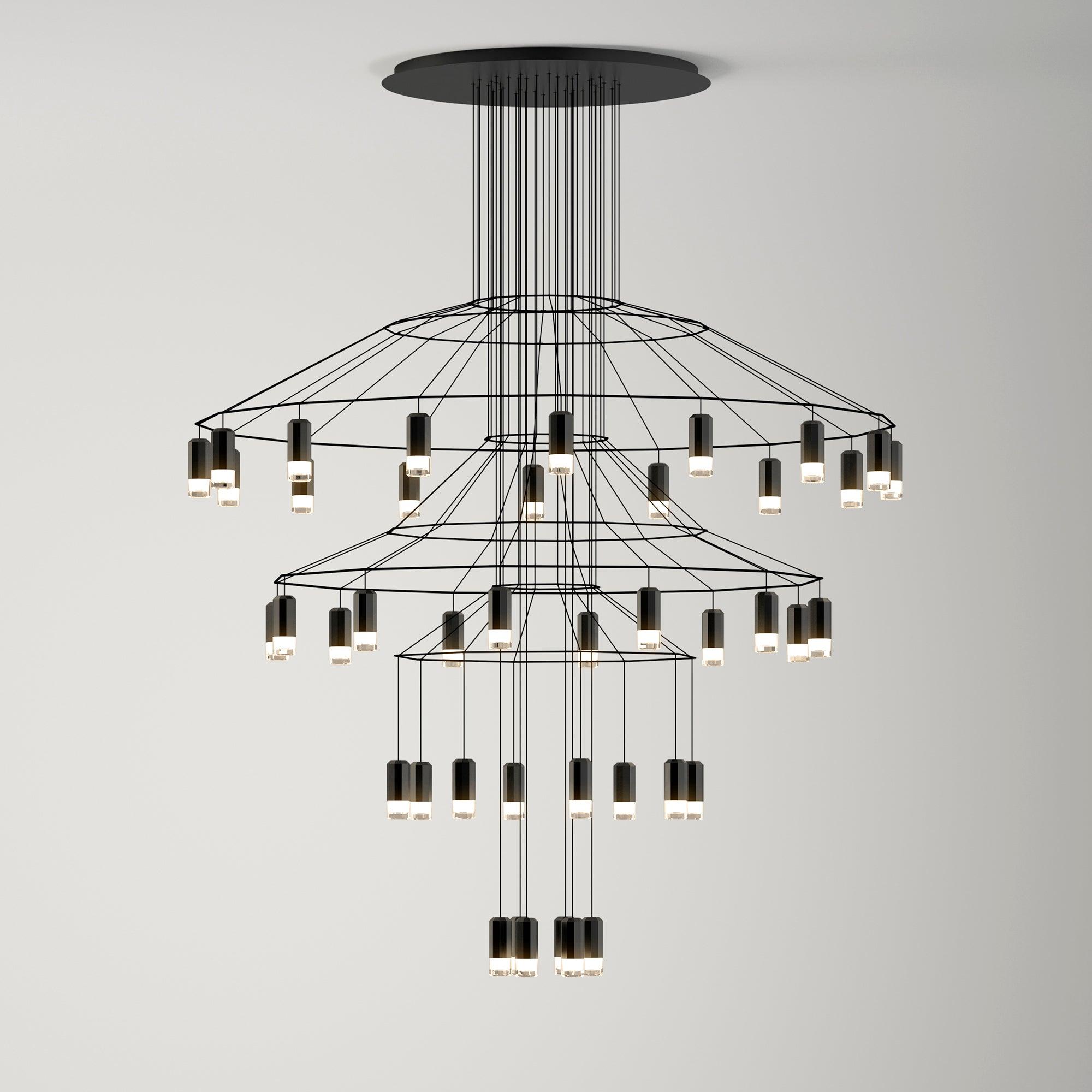 Tevenq Chandelier Lines Black Wireframe LED-Neutral Decor