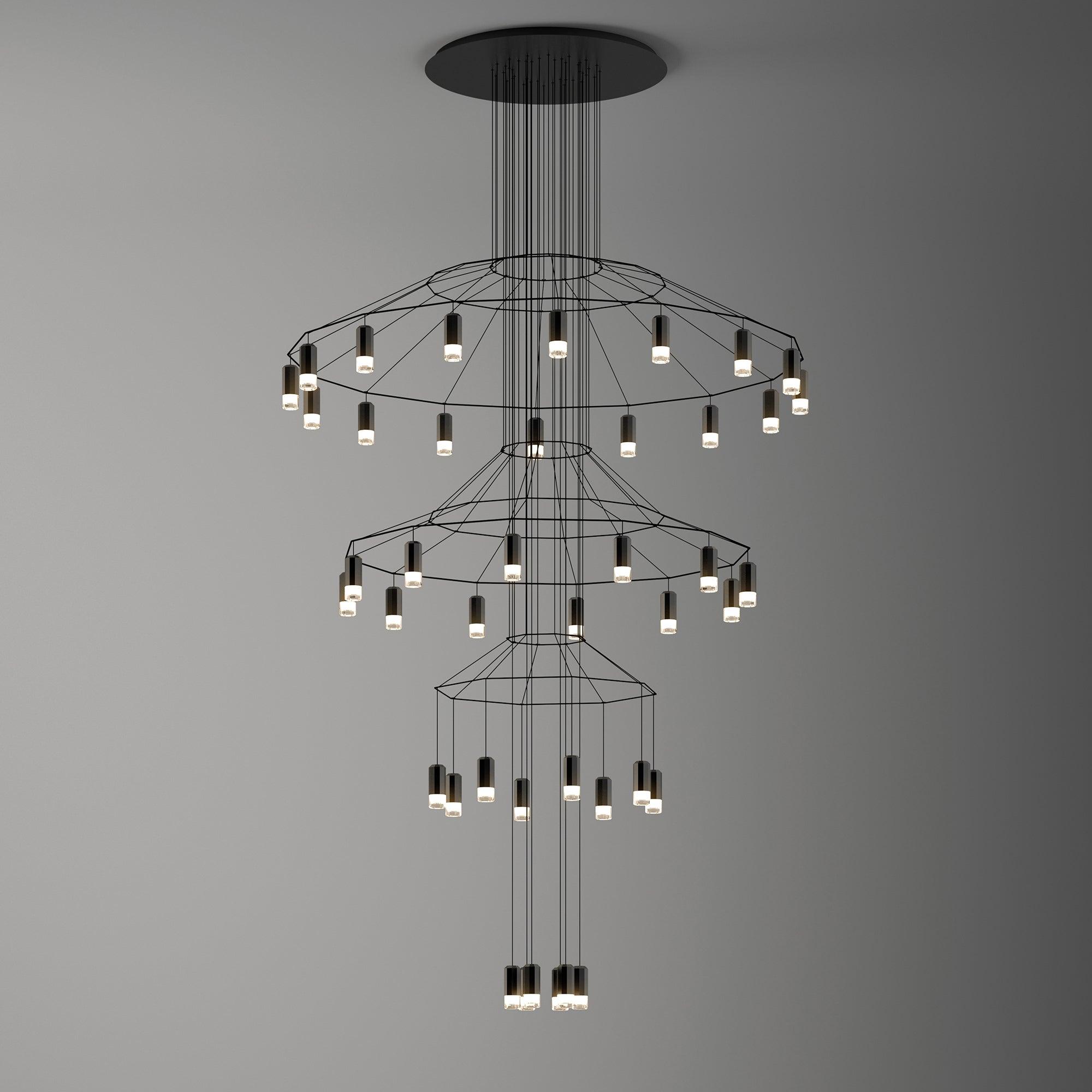 Tevenq Chandelier Lines Black Wireframe LED-Neutral Decor