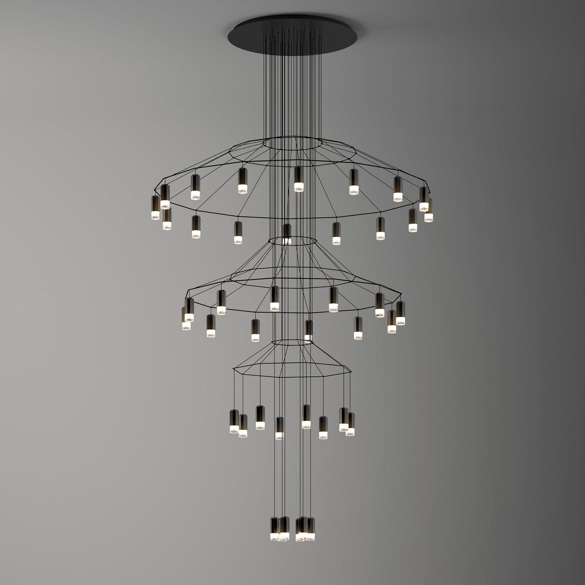 Tevenq Chandelier Lines Black Wireframe LED-Neutral Decor
