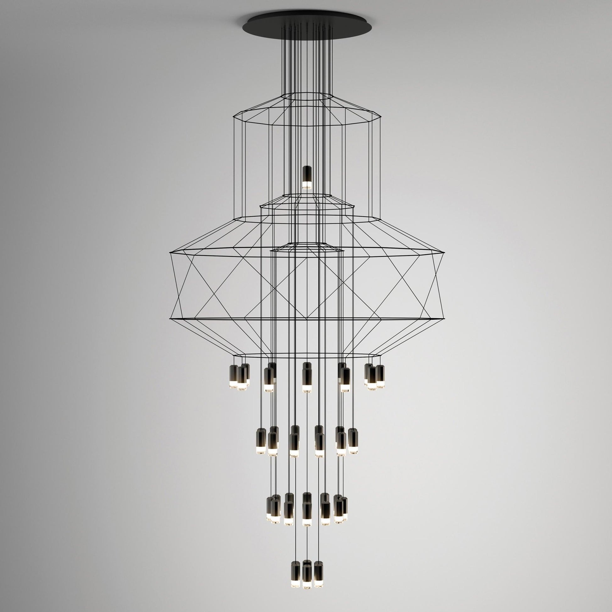 Tevenq Chandelier Lines Black Wireframe LED-Neutral Decor