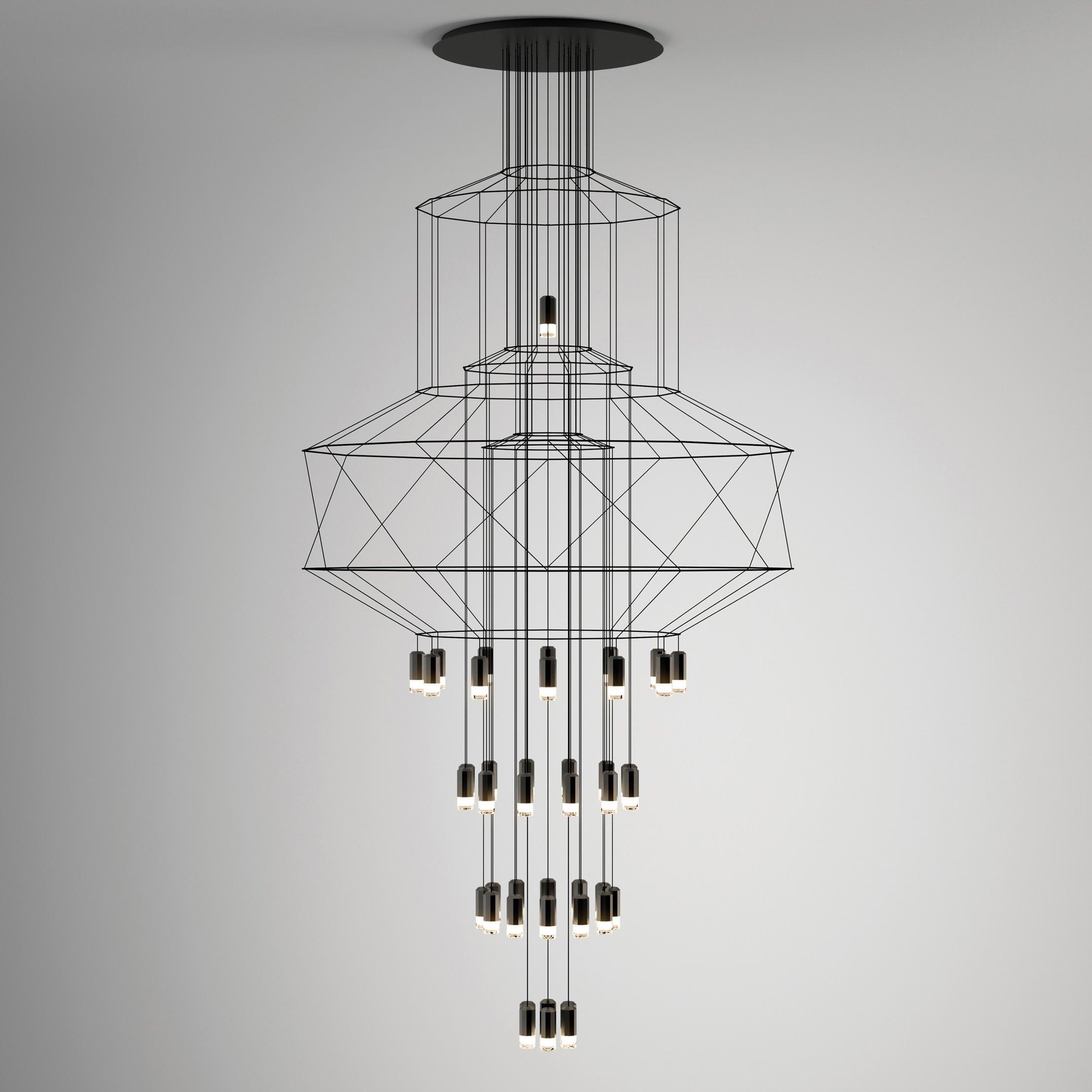 Tevenq Chandelier Lines Black Wireframe LED-Neutral Decor