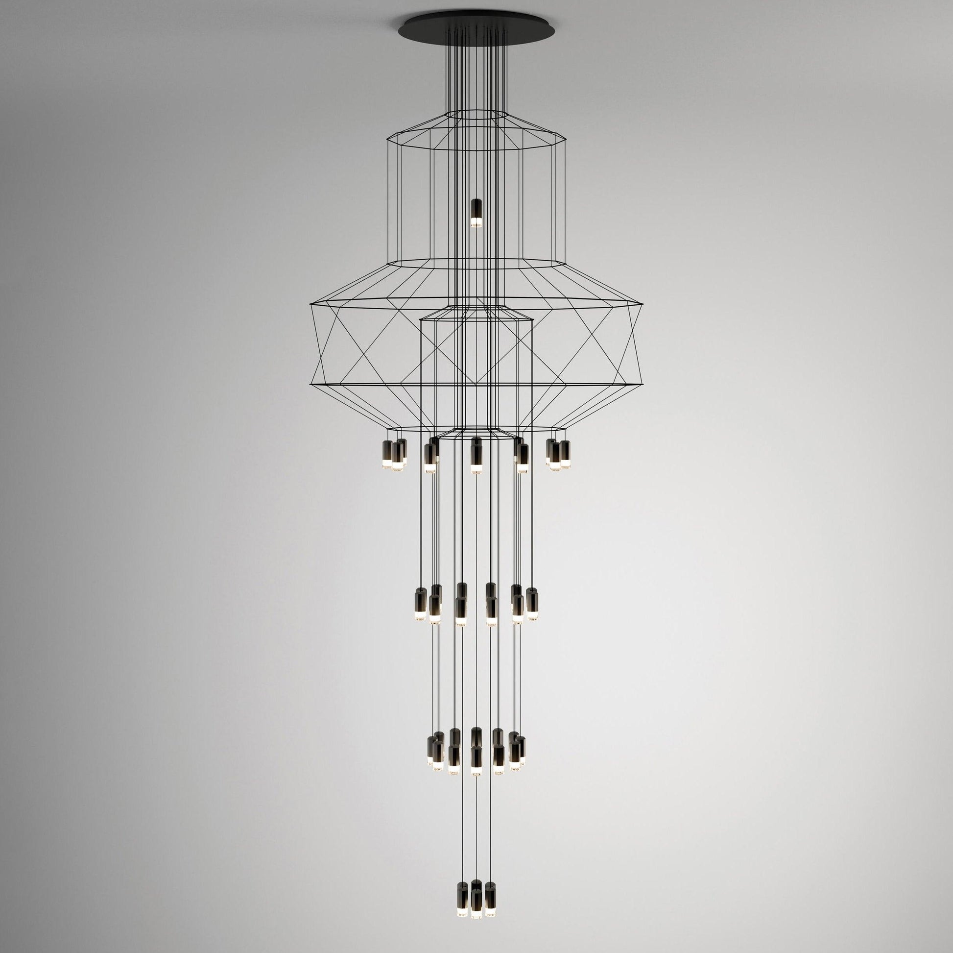 Tevenq Chandelier Lines Black Wireframe LED-Neutral Decor