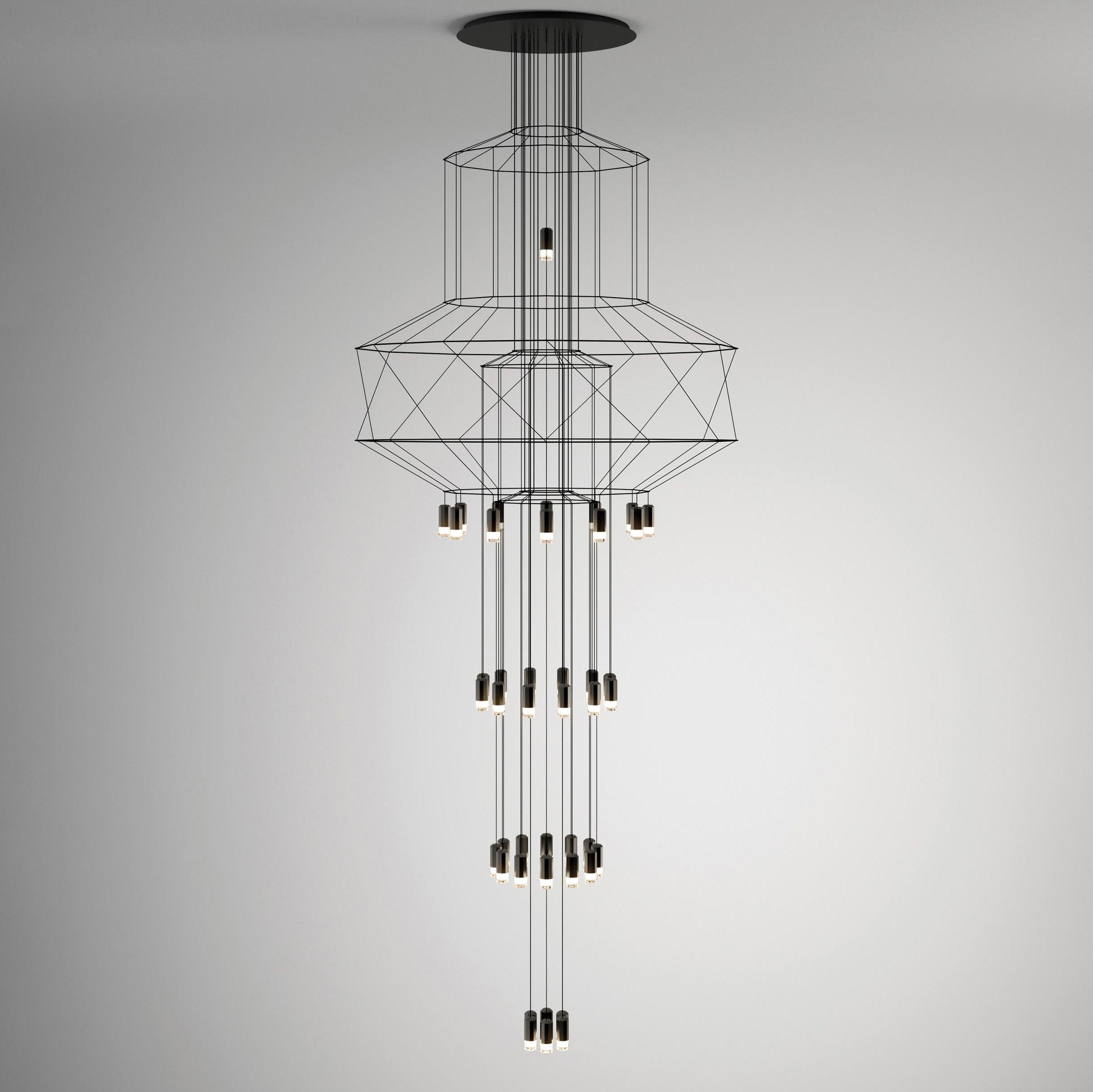 Tevenq Chandelier Lines Black Wireframe LED-Neutral Decor