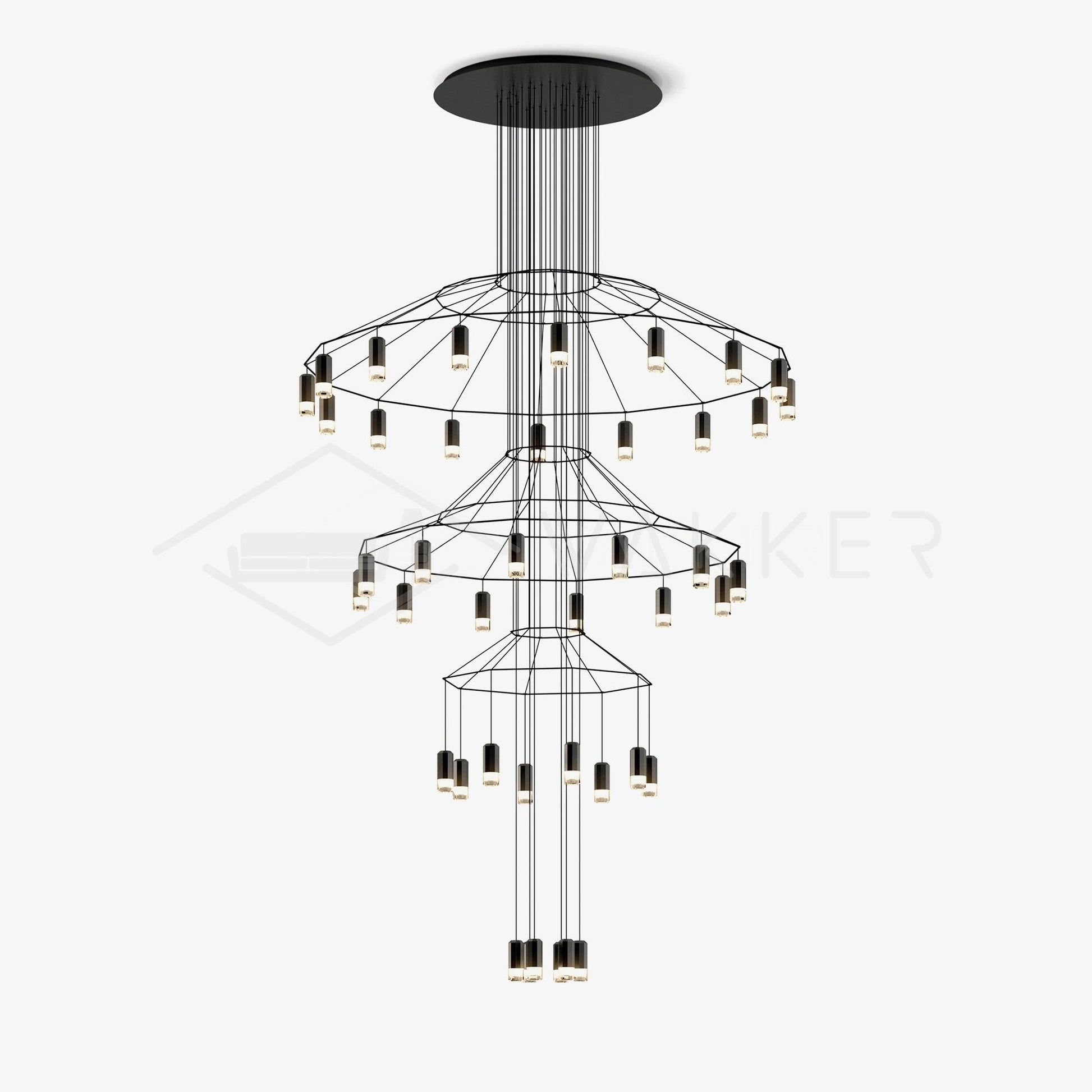 Tevenq Chandelier Lines Black Wireframe LED-Neutral Decor