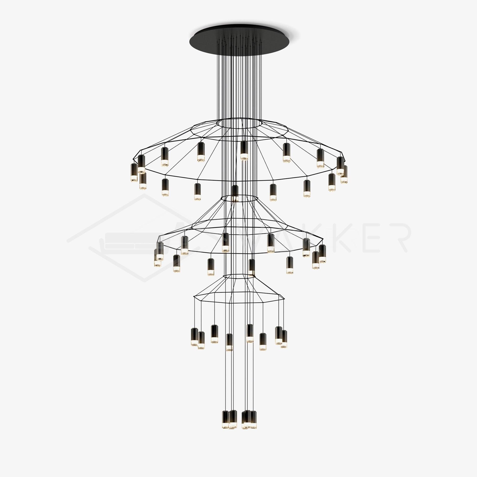 Tevenq Chandelier Lines Black Wireframe LED-Neutral Decor