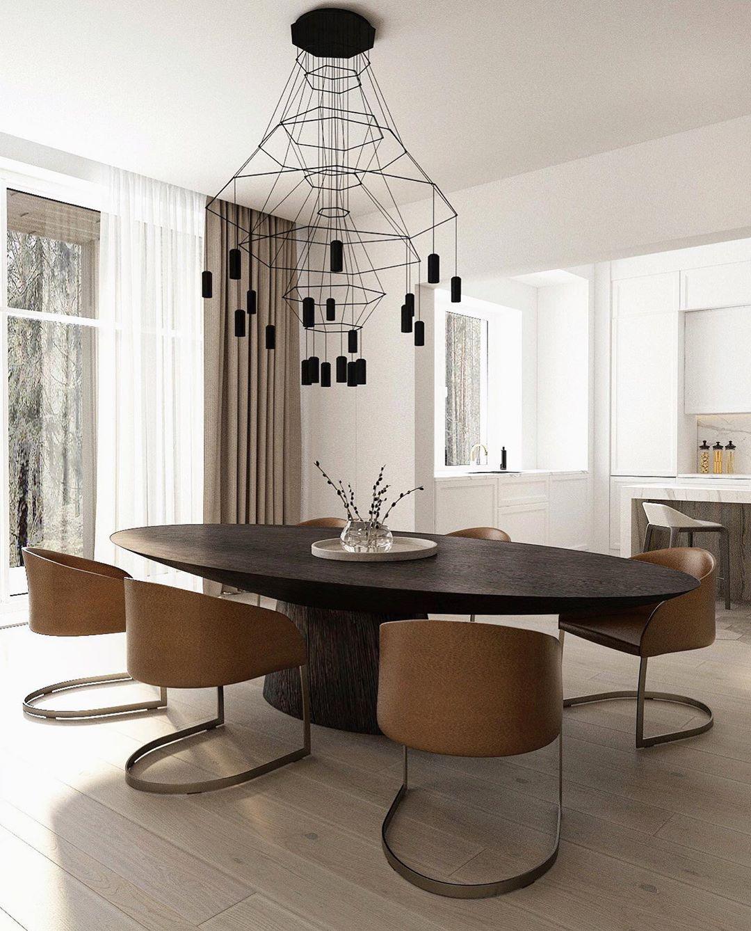 Tevenq Chandelier Lines Black Wireframe LED-Neutral Decor