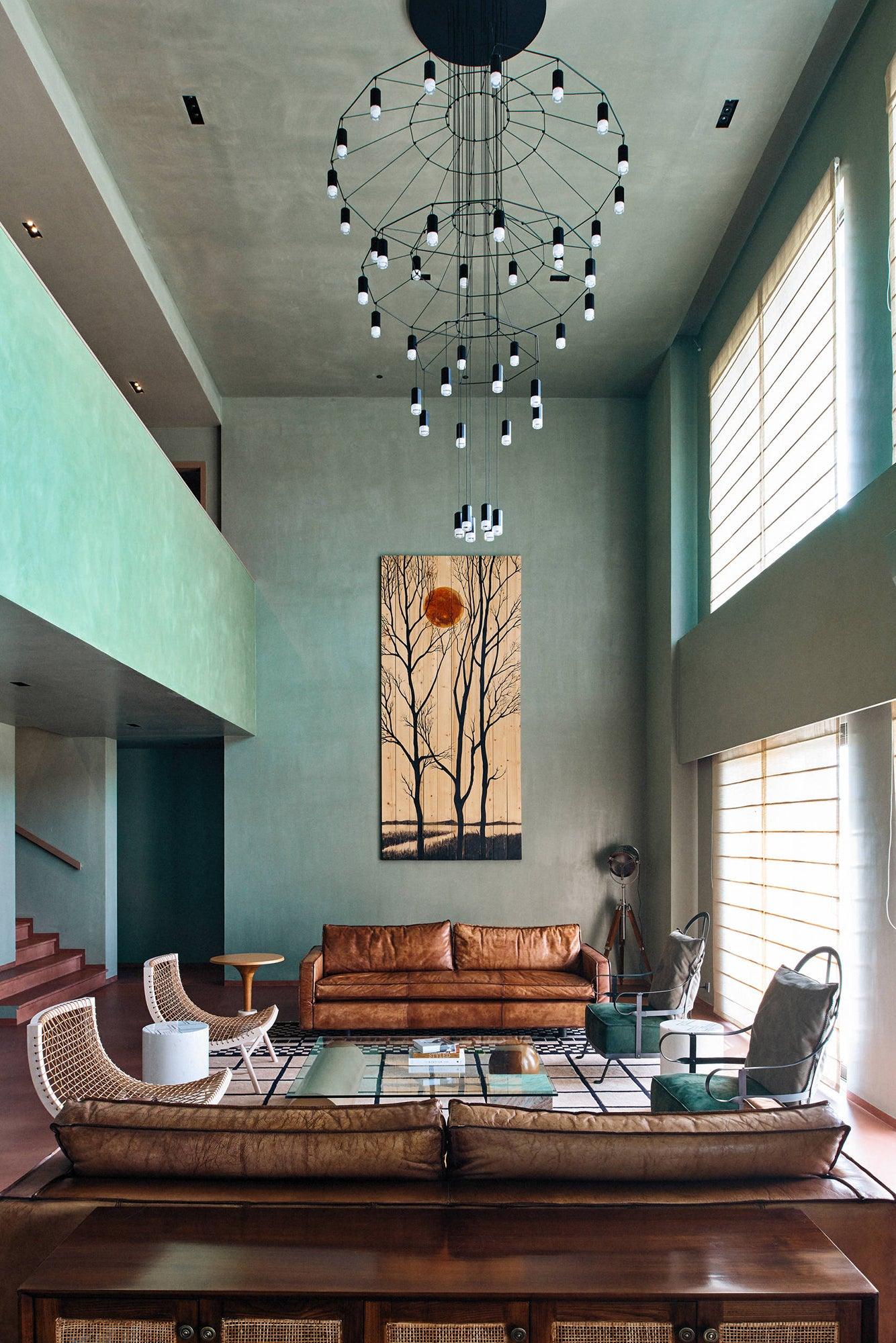 Tevenq Chandelier Lines Black Wireframe LED-Neutral Decor