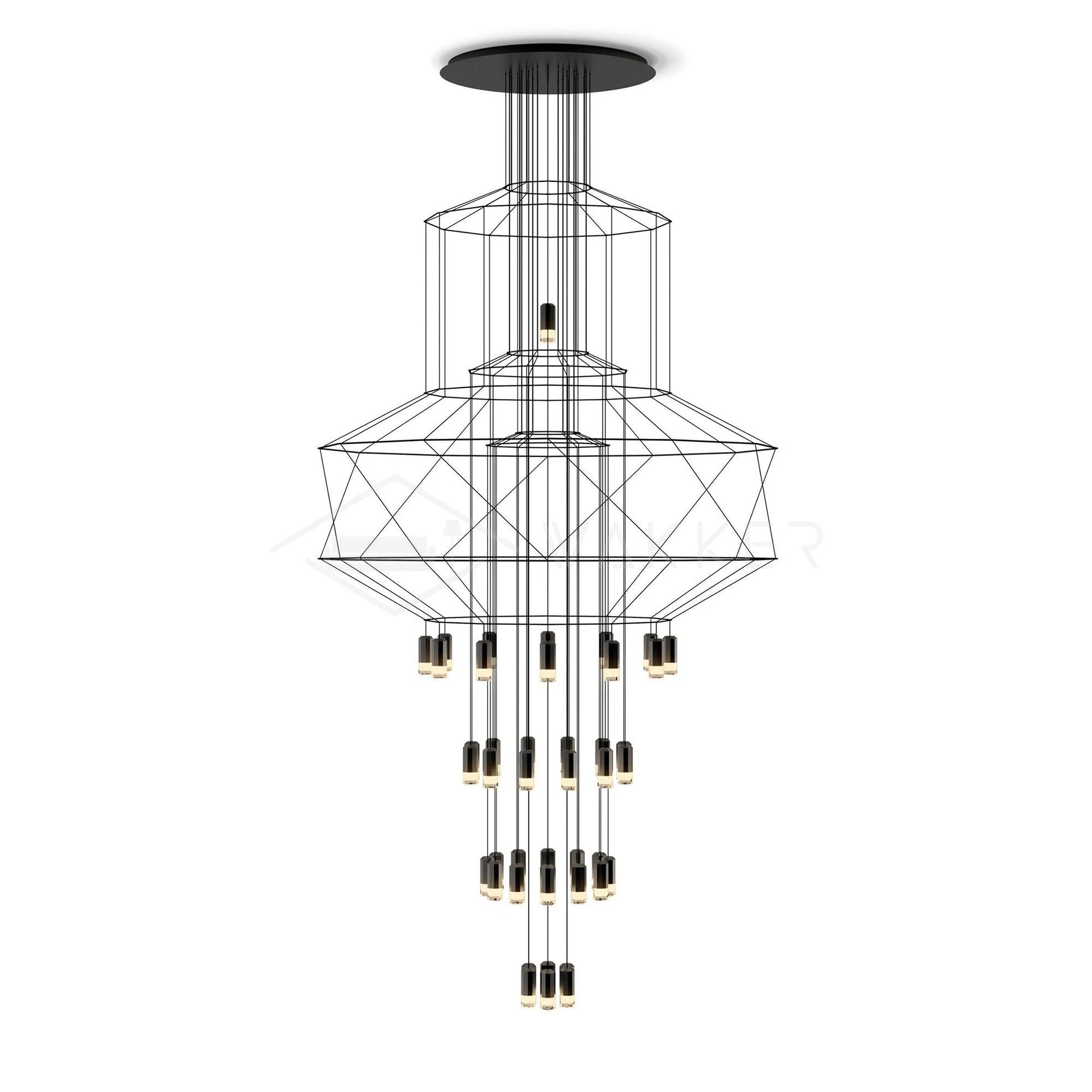 Tevenq Chandelier Lines Black Wireframe LED-Neutral Decor