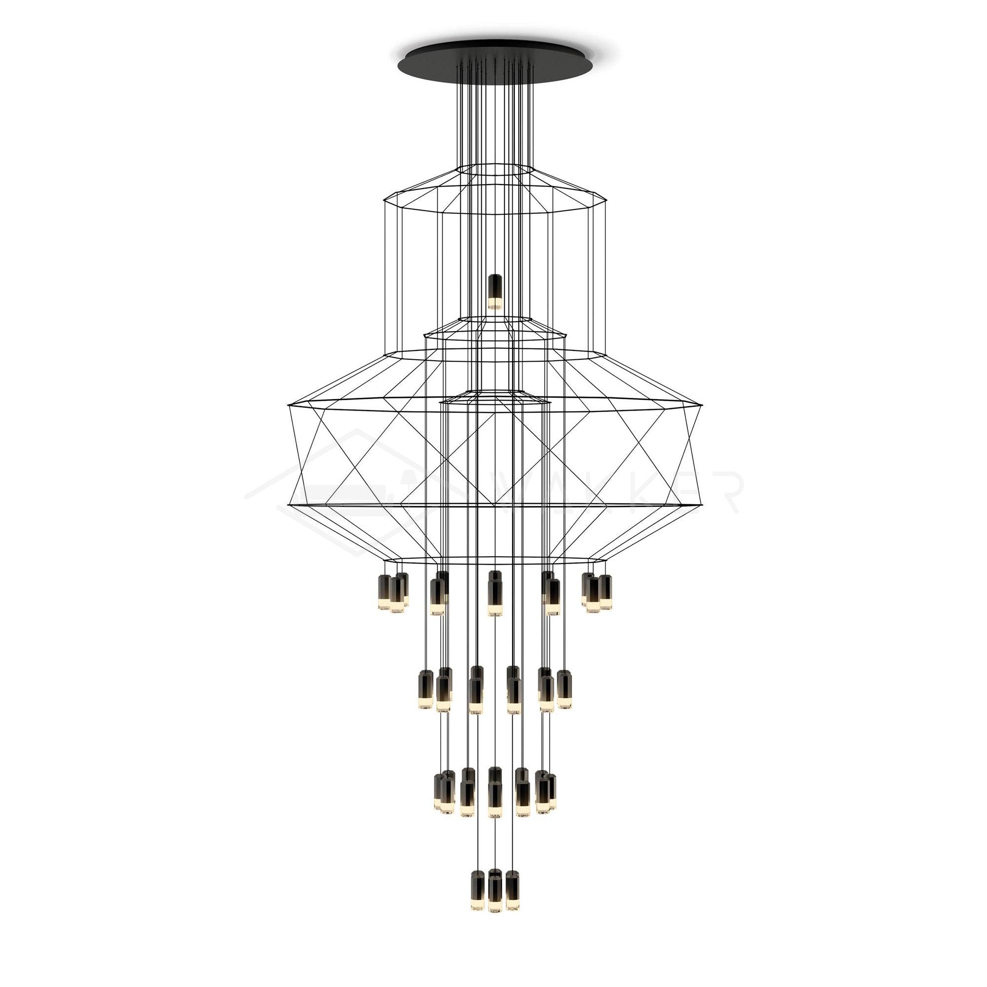Tevenq Chandelier Lines Black Wireframe LED-Neutral Decor