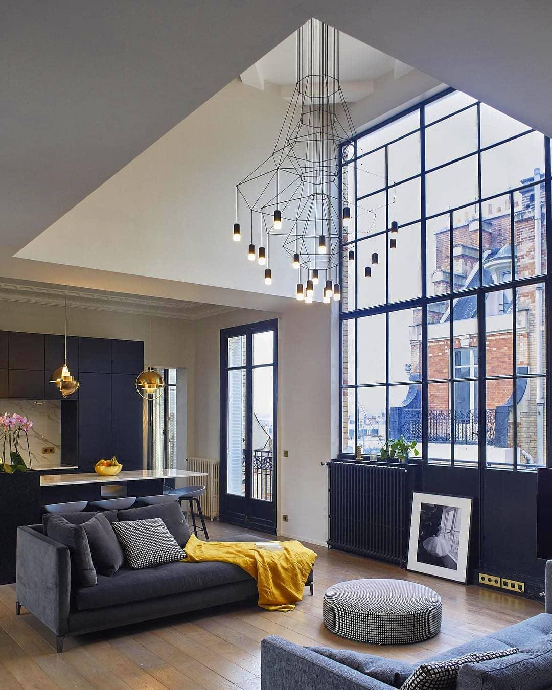 Tevenq Chandelier Lines Black Wireframe LED-Neutral Decor
