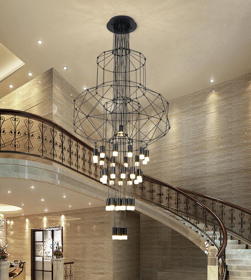 Tevenq Chandelier Lines Black Wireframe LED-Neutral Decor