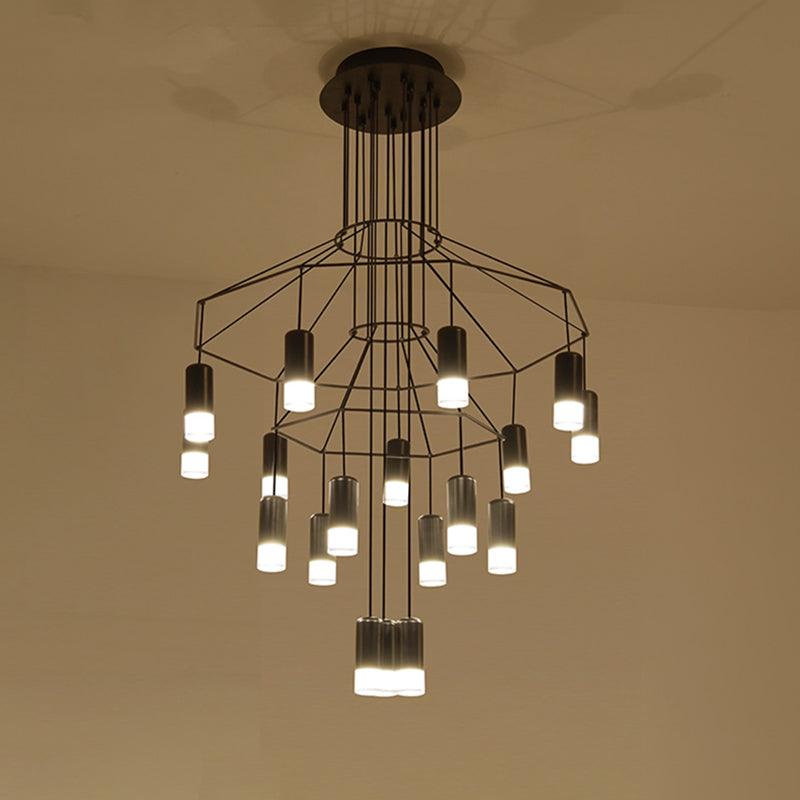 Tevenq Chandelier Lines Black Wireframe LED-Neutral Decor