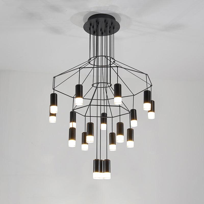 Tevenq Chandelier Lines Black Wireframe LED-Neutral Decor